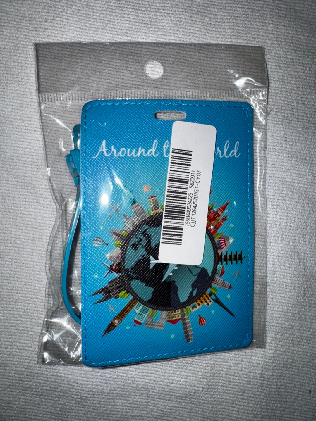 Blue Around the World Luggage Tag
