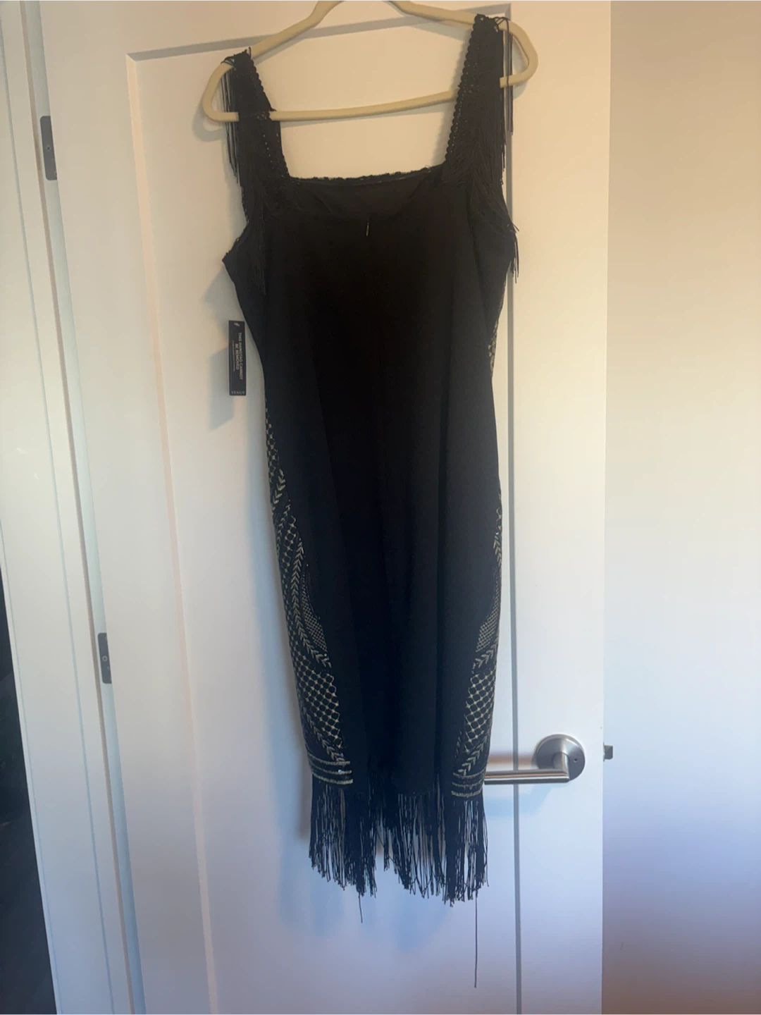 Venus Black and Gold Sequin Fringed Dress Size 16 - photo 3