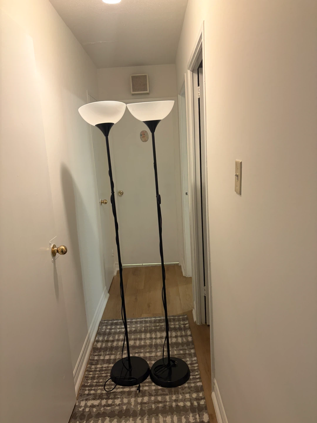 Two Black Torchiere Floor Lamps  Each 25$ - photo 2