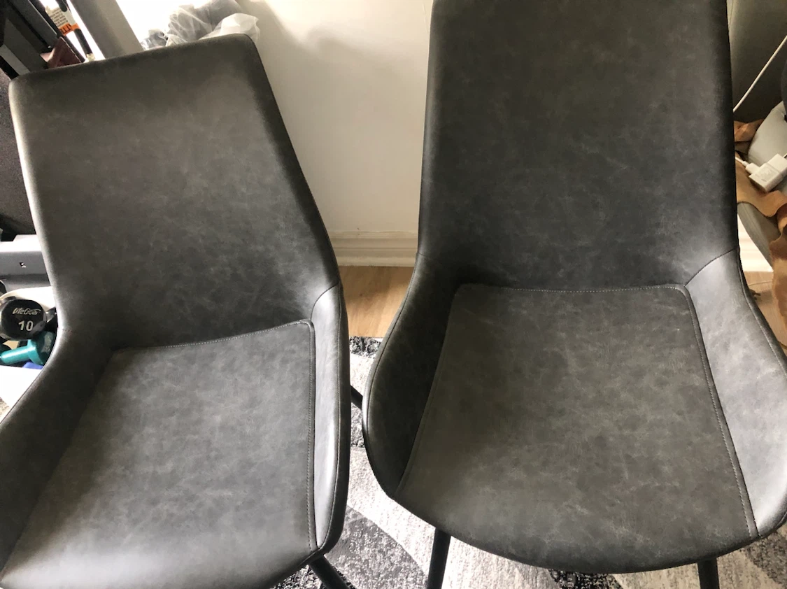 Set of Two Grey Faux Leather Chairs