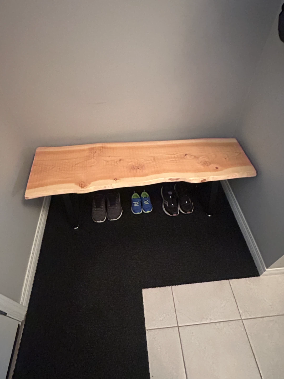 Live Edge Wooden Bench with Metal Base - photo 2