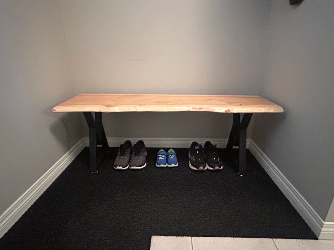 Live Edge Wooden Bench with Metal Base - photo 3
