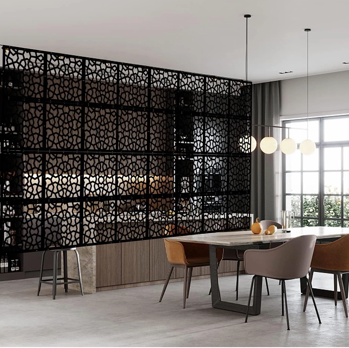 Black Decorative Hanging Room Divider Panels - photo 3
