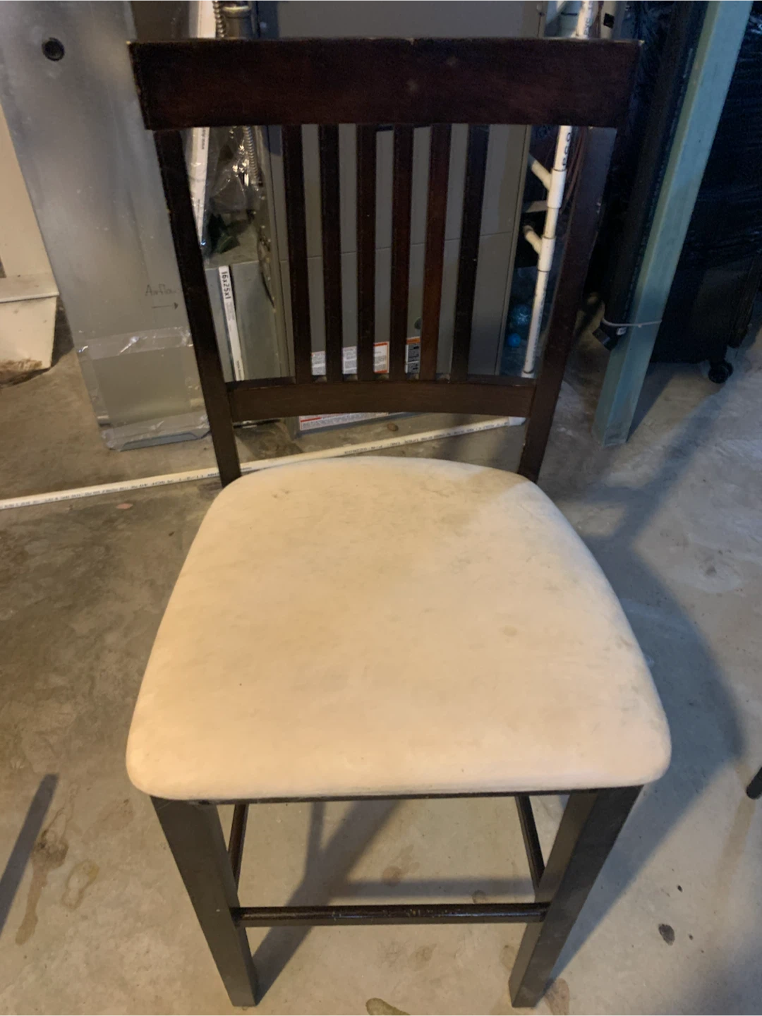 Dark Wood Bar Stool with Cream Seat(4)