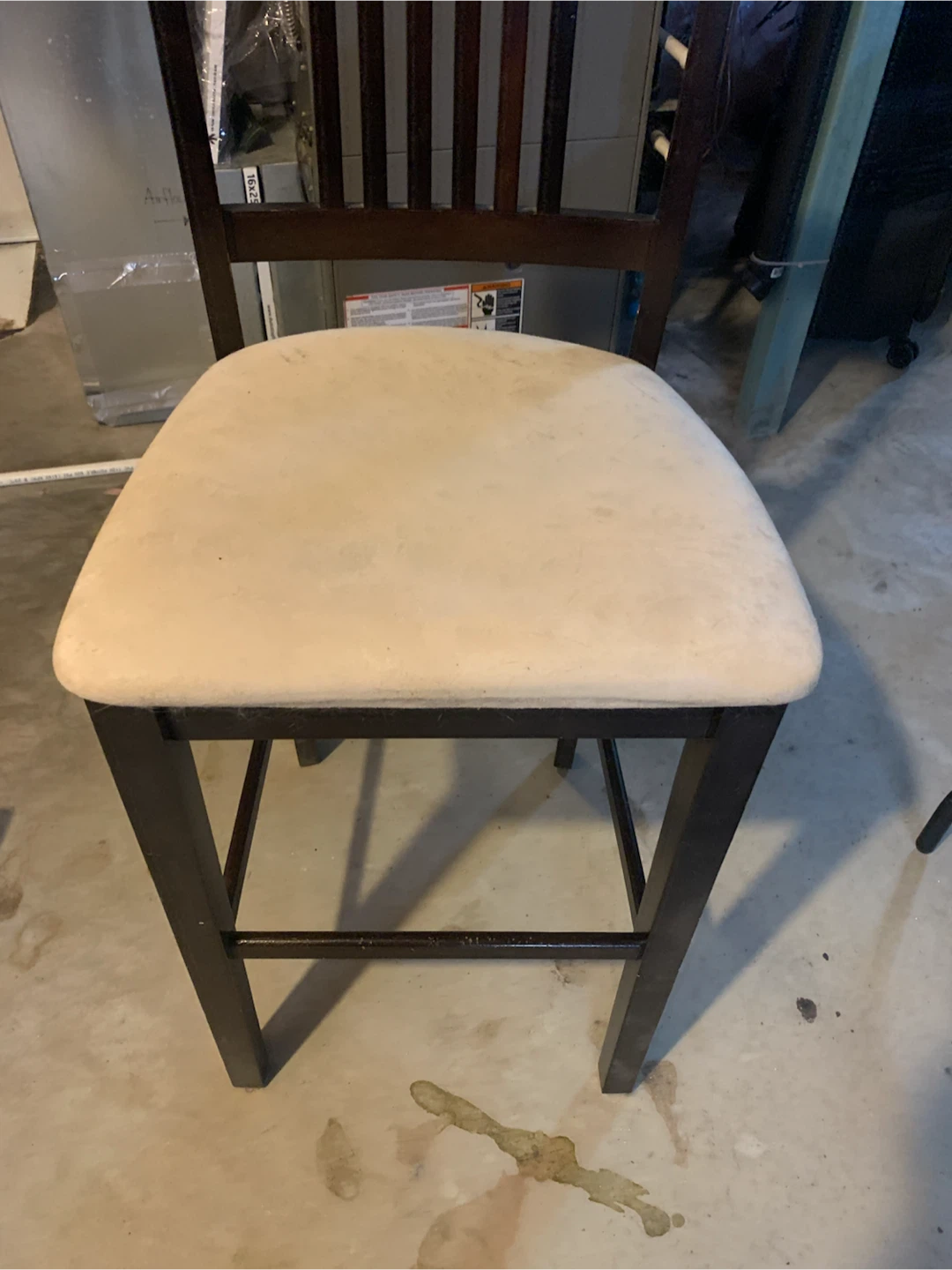 Dark Wood Bar Stool with Cream Seat(4) - photo 2