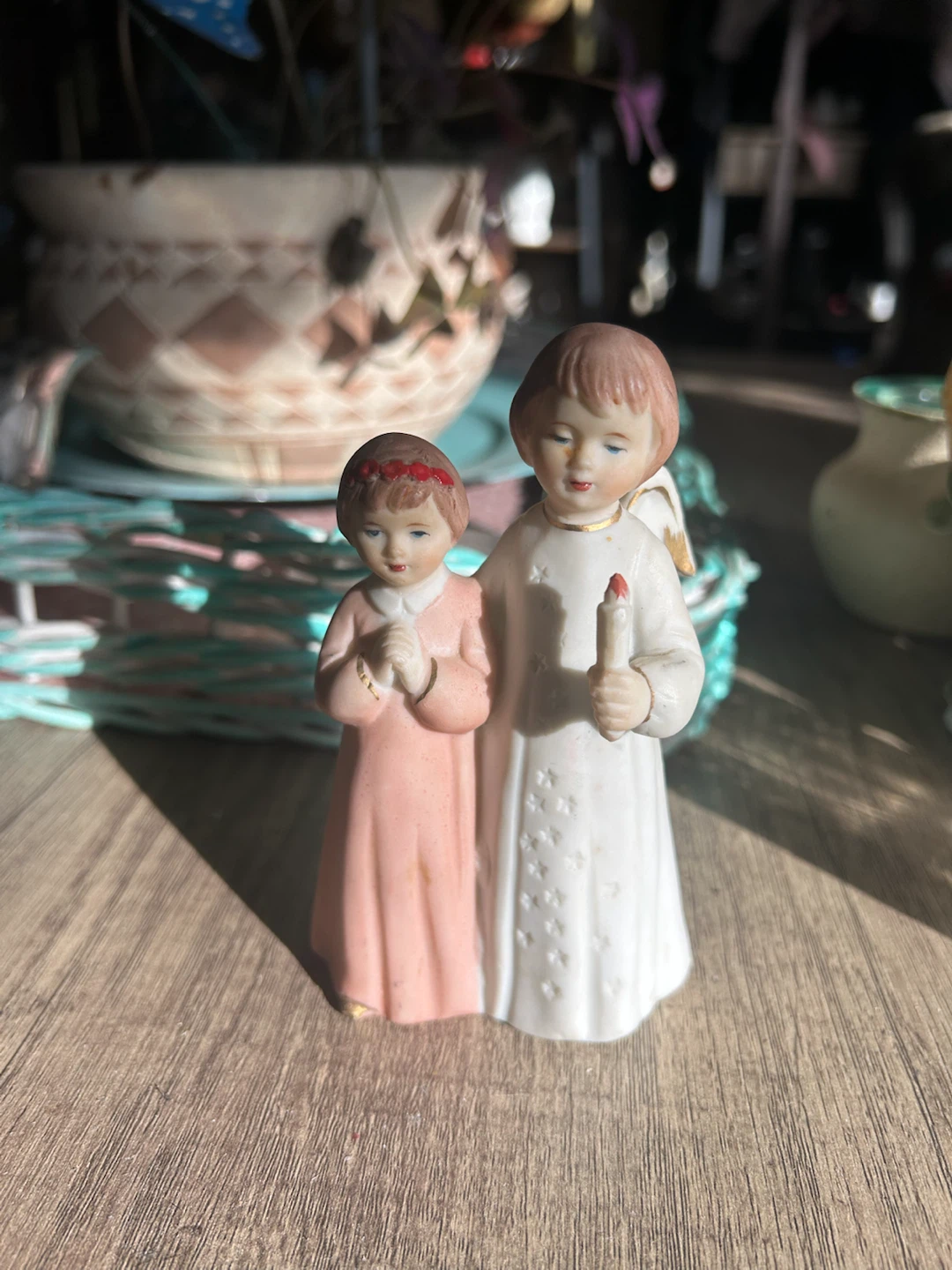 Vintage Porcelain Angel and Child Figurine