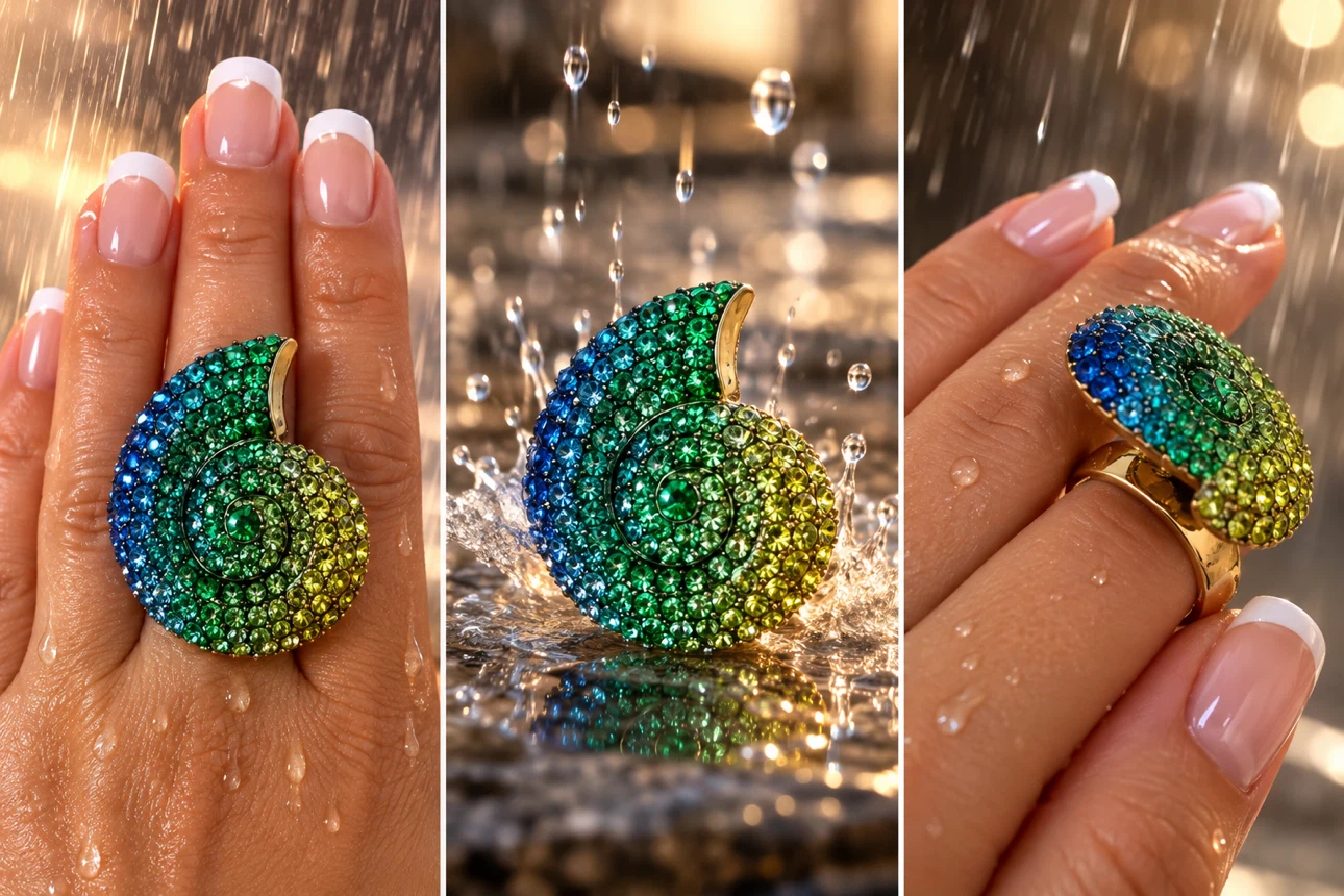 Swarovski Ombré Seashell Ring