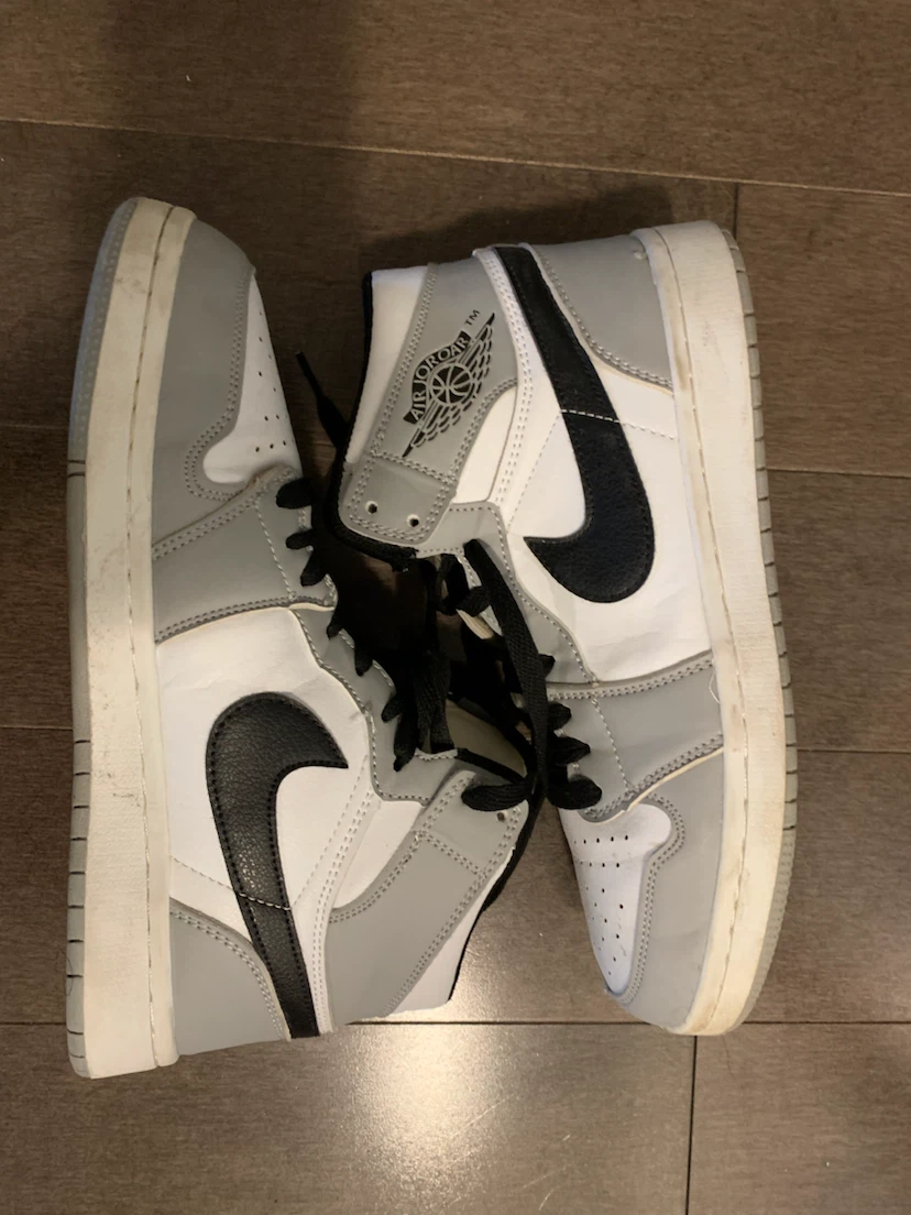 Nike Air Jordan 1 Mid White Grey Black Size US 7.5 - photo 3