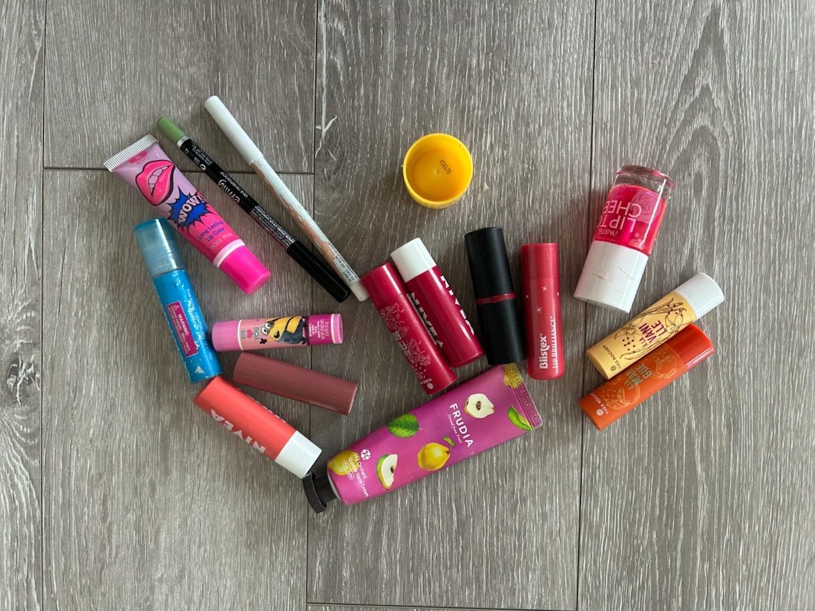 Assorted Lip Balms and Beauty Products