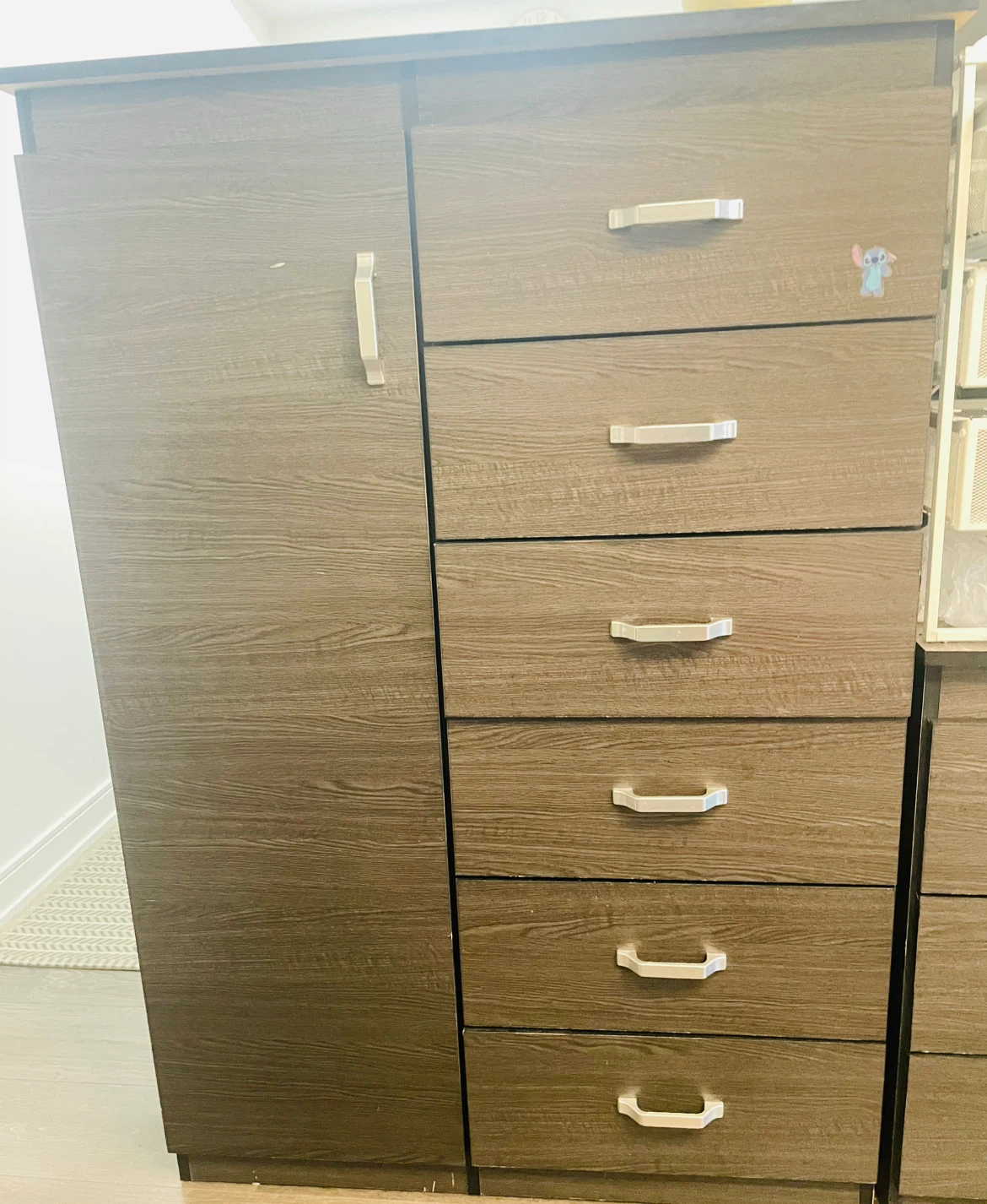 Dark Wood Storage Wardrobe with 6 Drawers