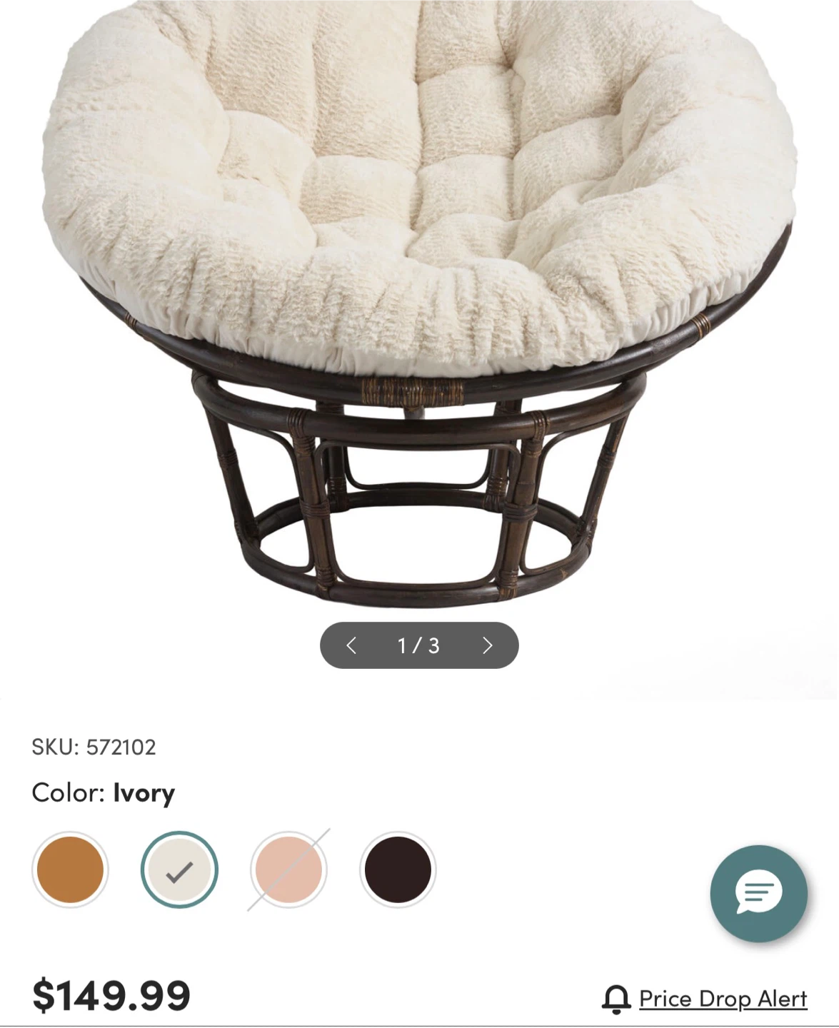 Papasan Chair with Ivory Cushion