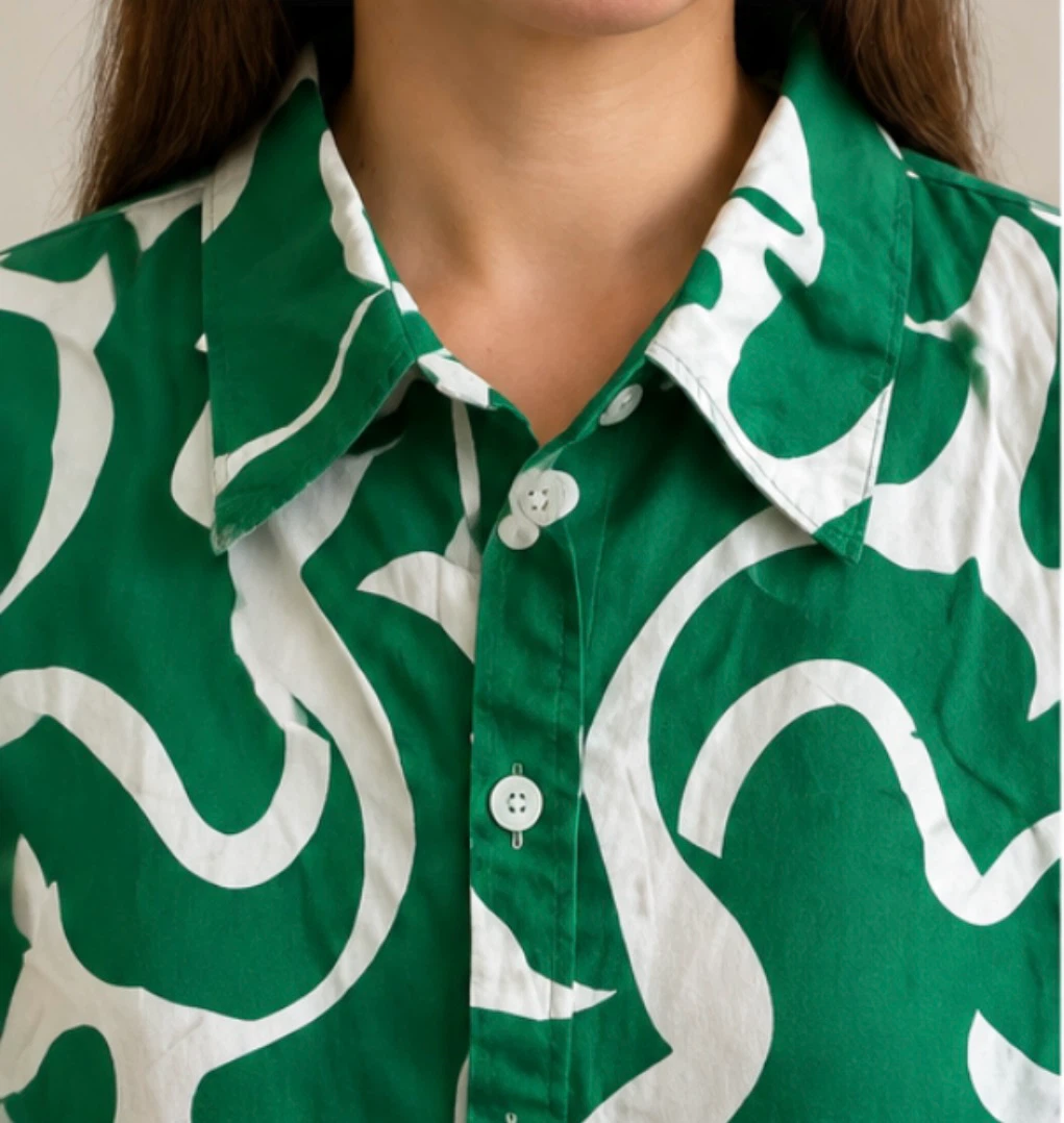Green and White Patterned Two-Piece Set - photo 4