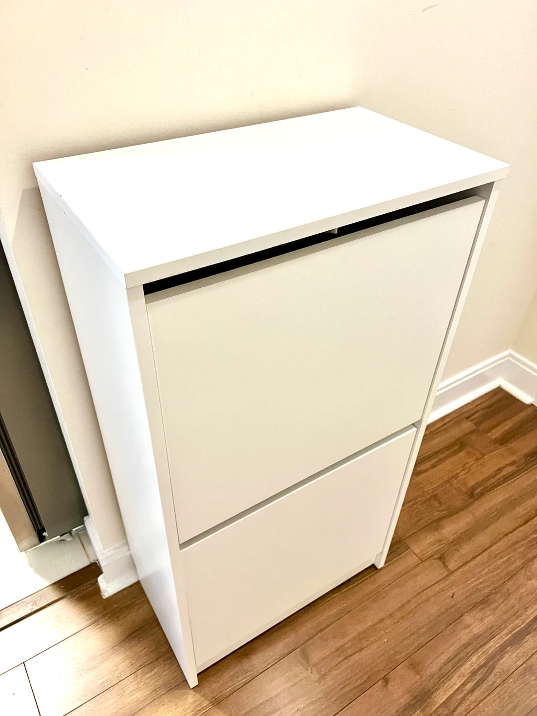 White 2-Tier Shoe Cabinet
