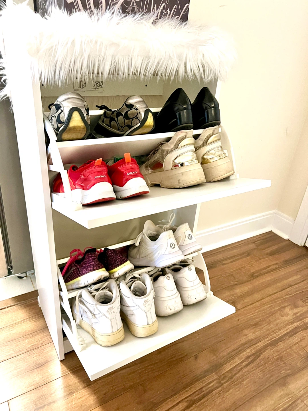 White 2-Tier Shoe Cabinet - photo 2