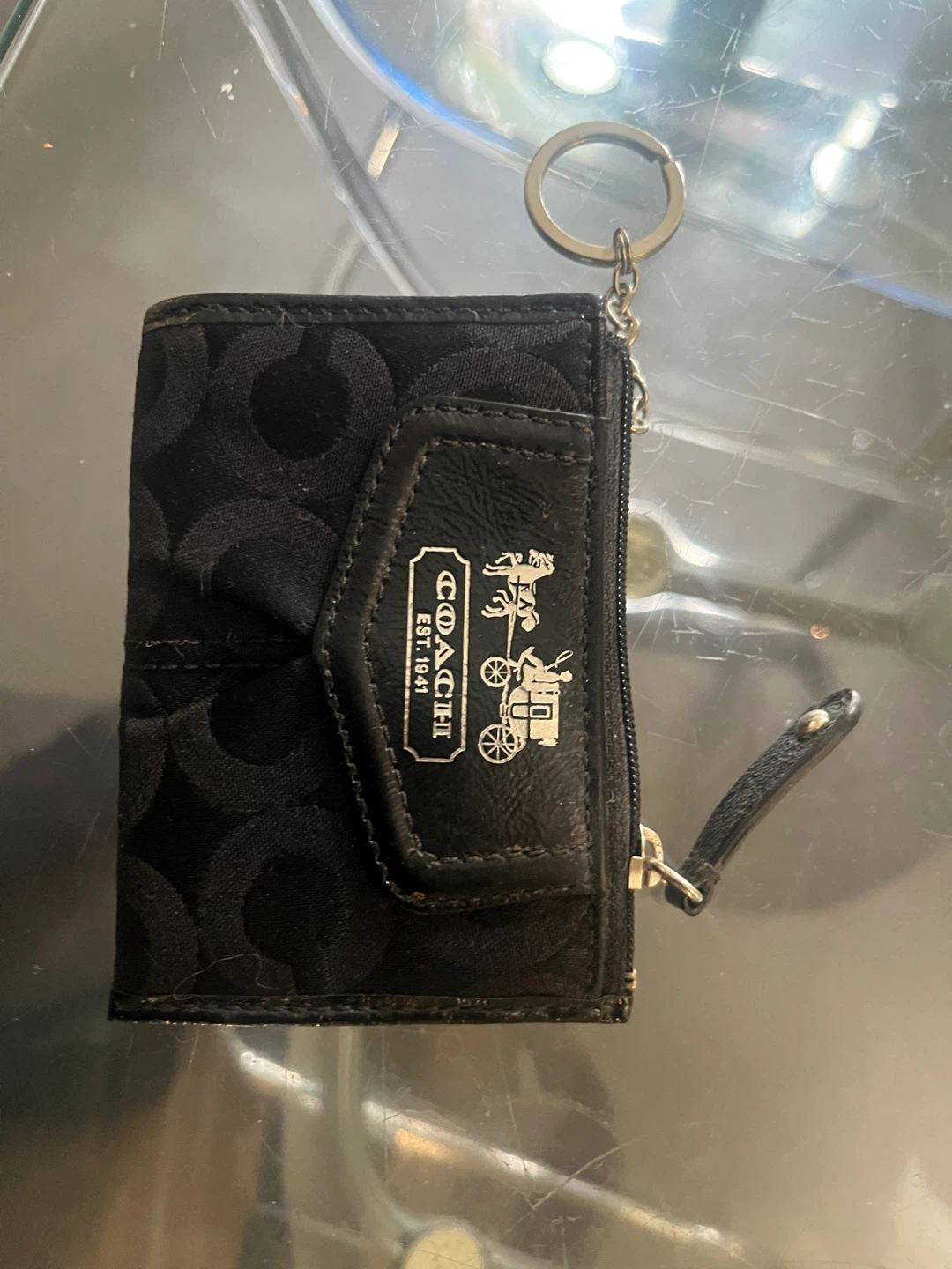 Coach Black Signature Key Pouch