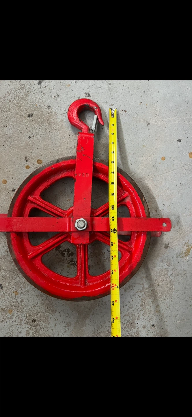 Vintage Red Metal Pulley