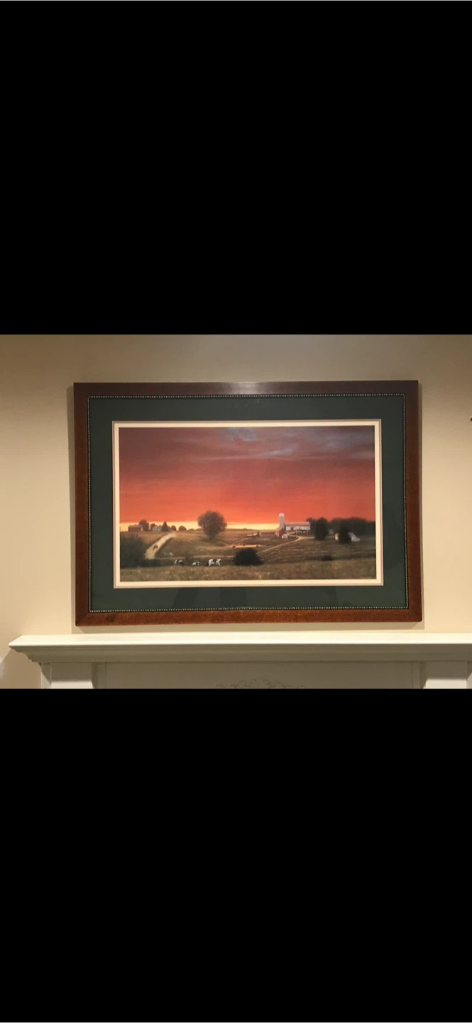 Large Framed Farm Landscape Print