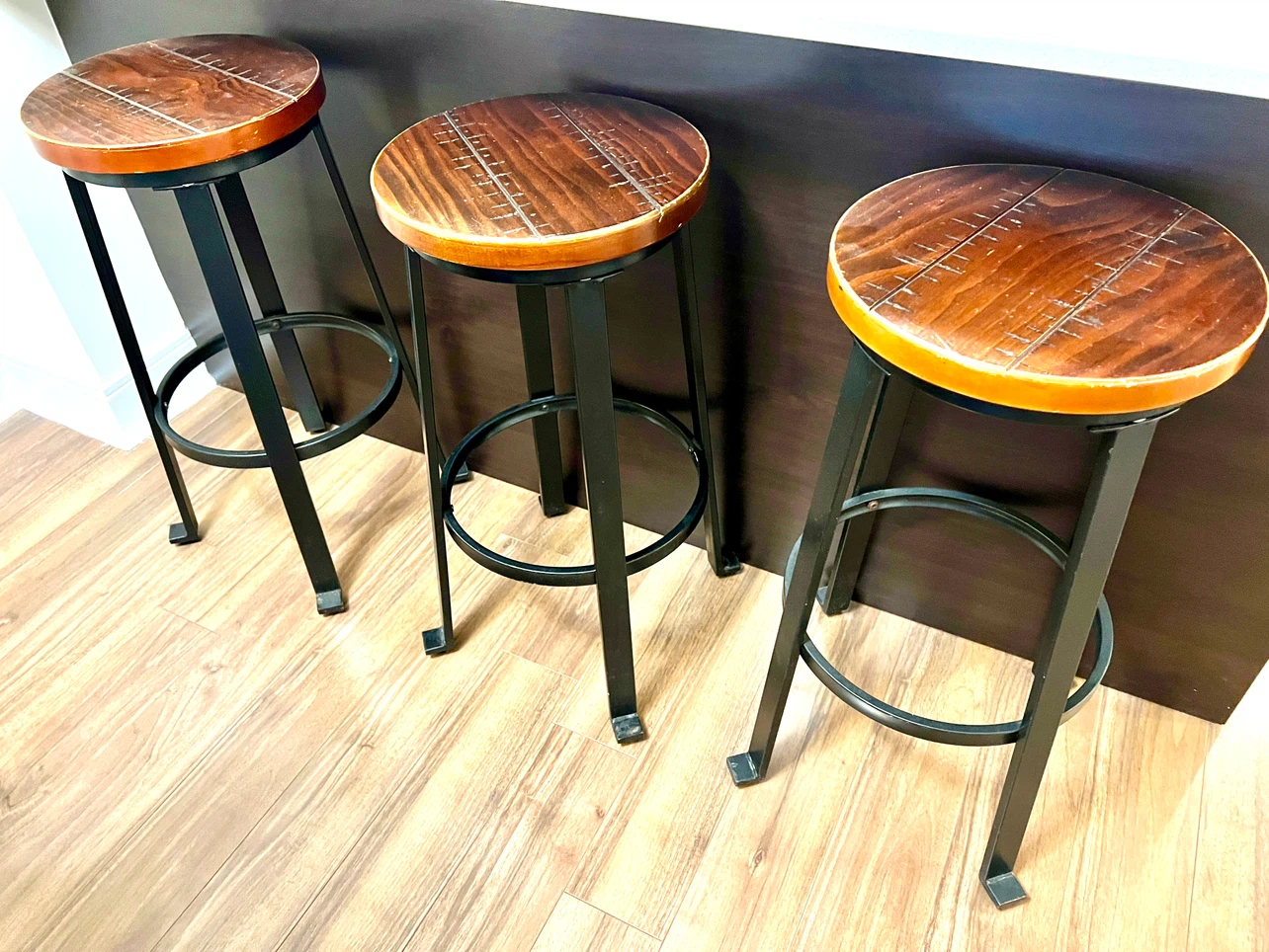Set of 3 Industrial Bar Stools