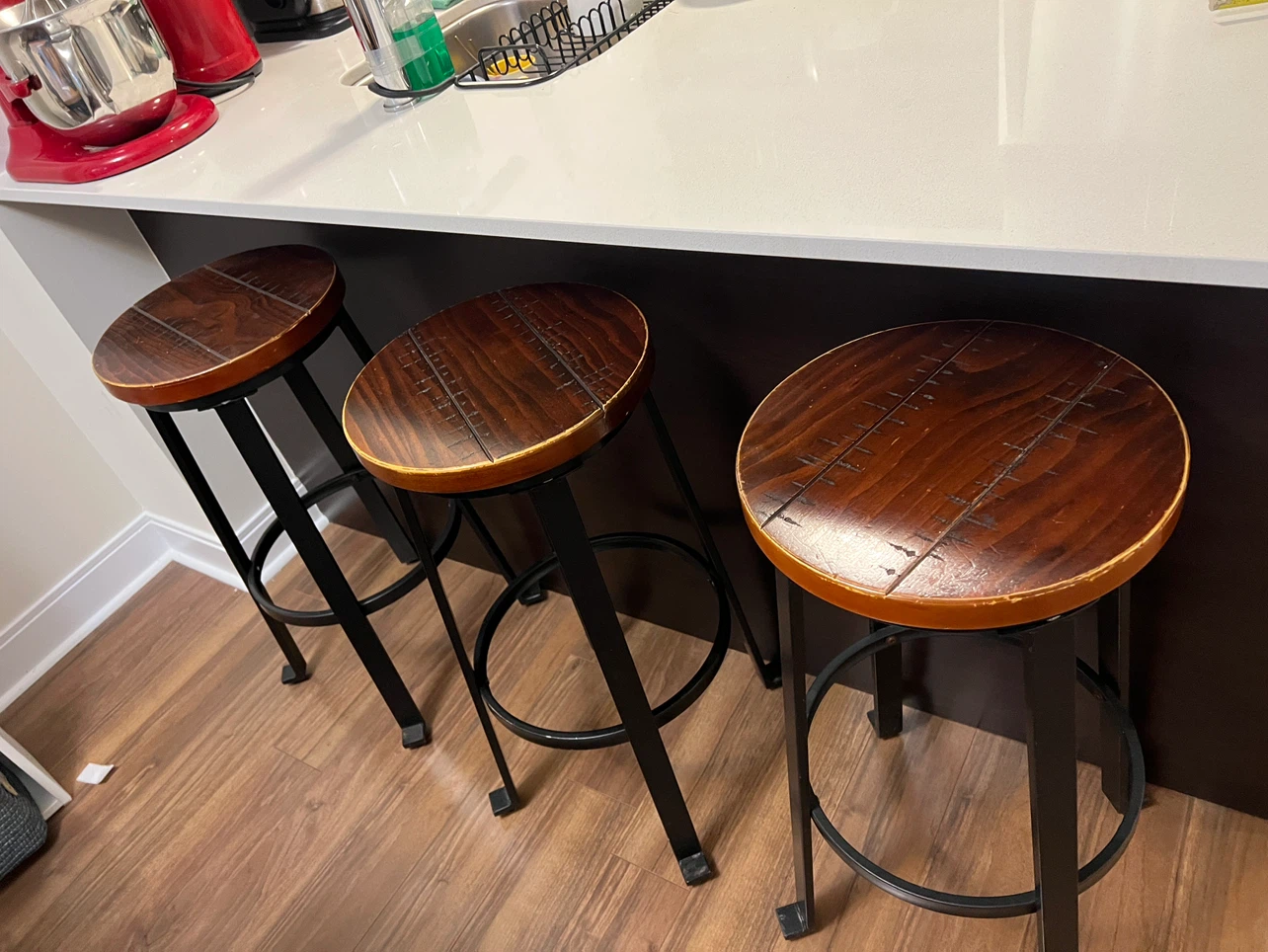 Set of 3 Industrial Bar Stools - photo 3