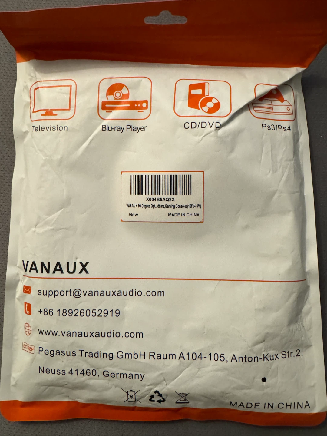 VANAUX 90-Degree Optical Audio Cable 15ft / 4.6m - photo 2