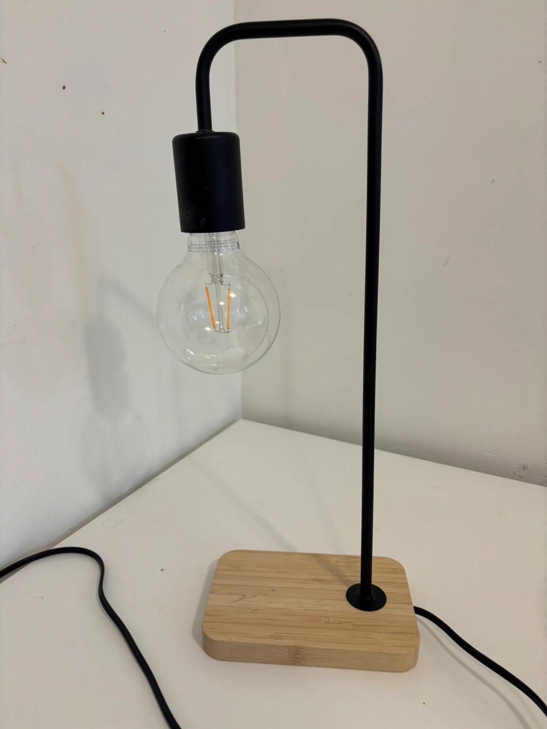 IKEA Minimalist Black and Wood Desk Lamp