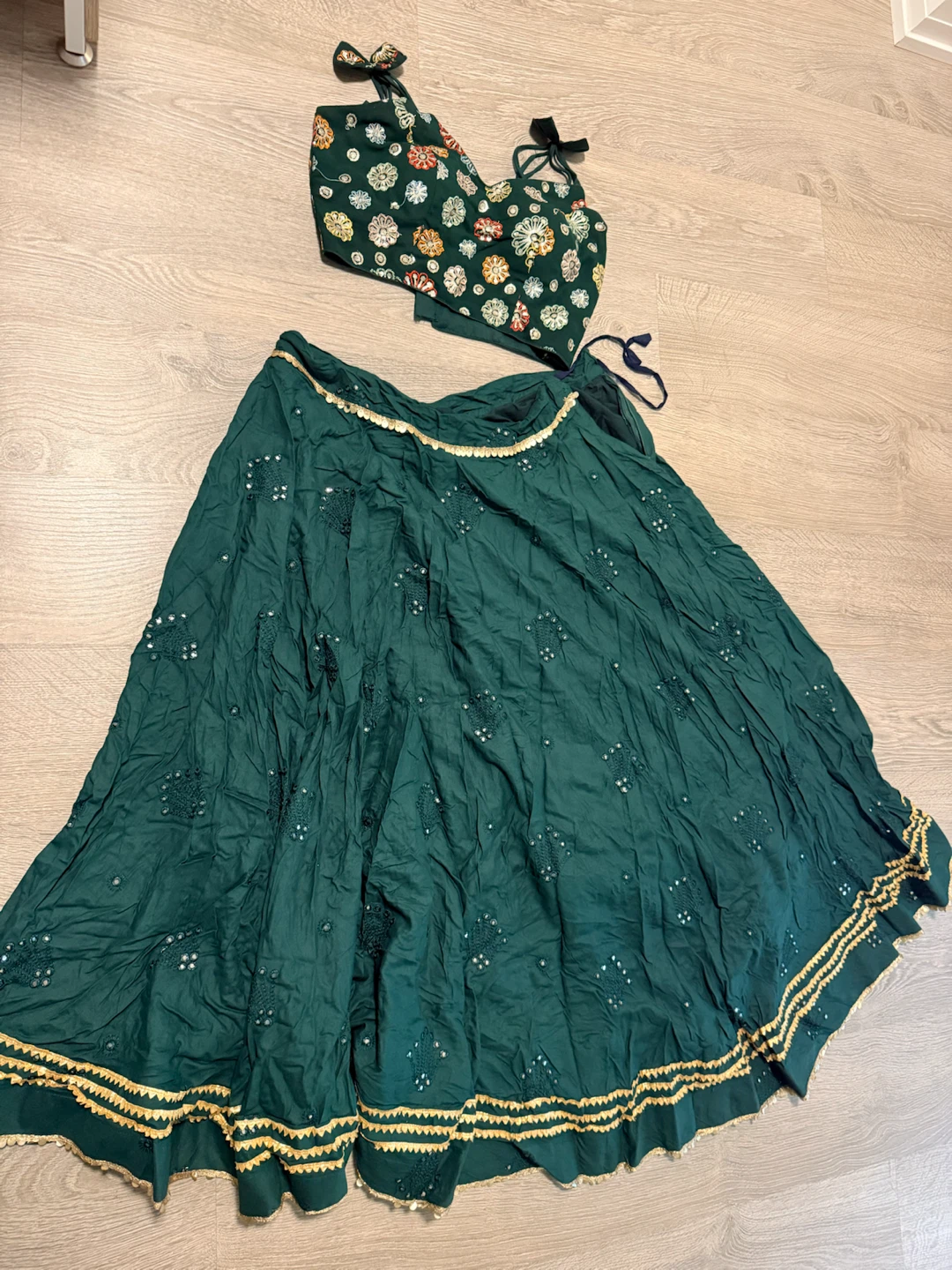 Dark Green Floral Lehenga Set