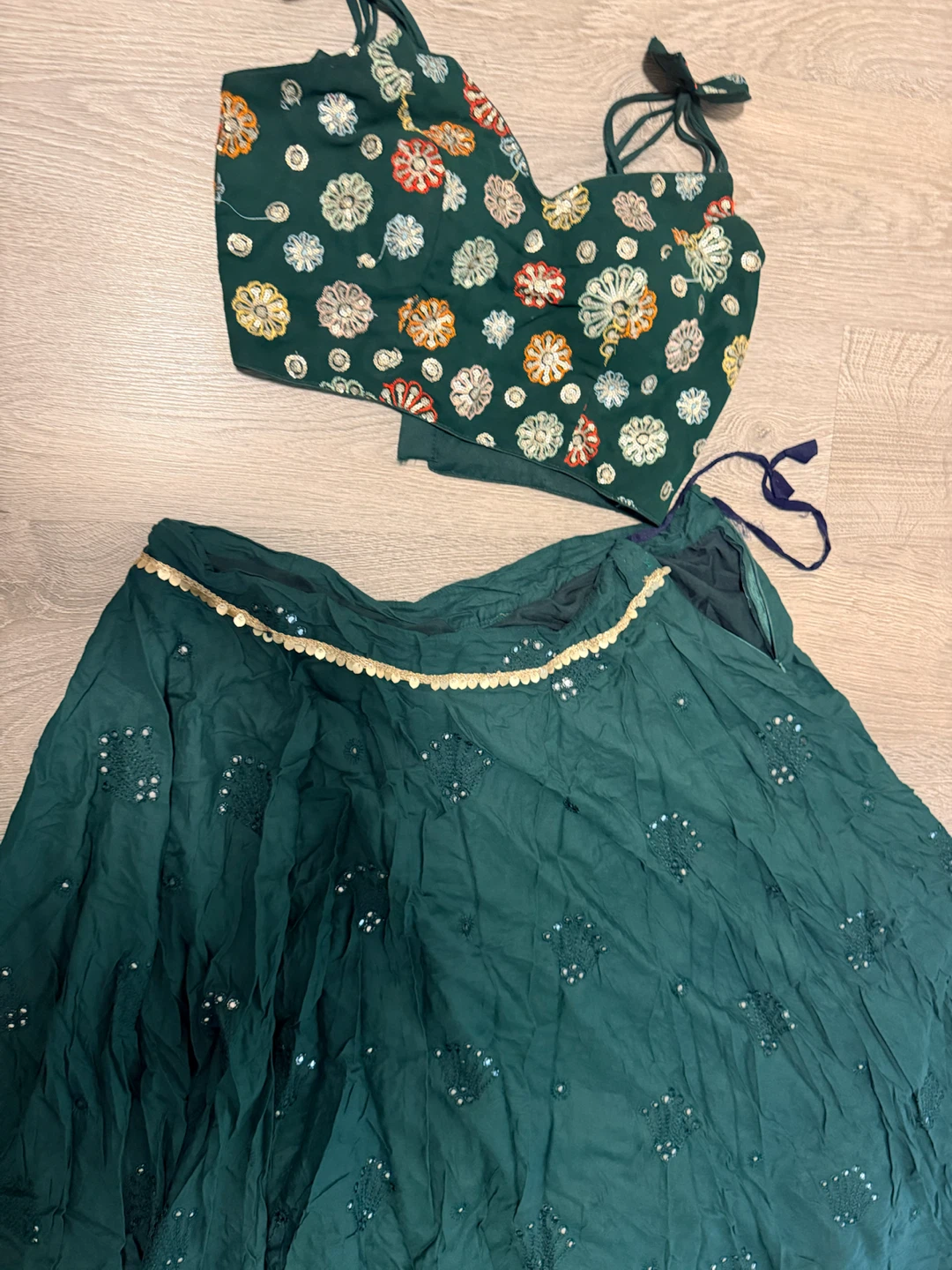 Dark Green Floral Lehenga Set - photo 2