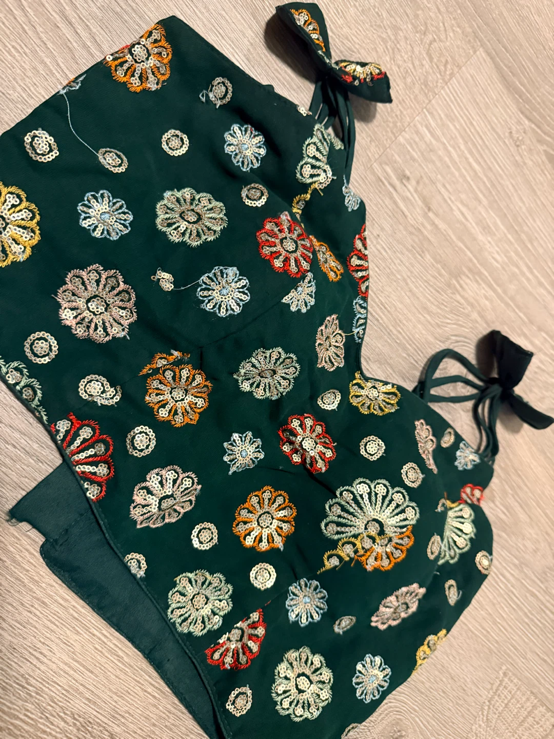 Dark Green Floral Lehenga Set - photo 3