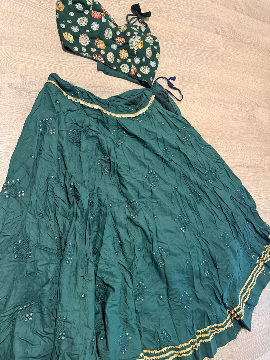 Dark Green Floral Lehenga Set - photo 4