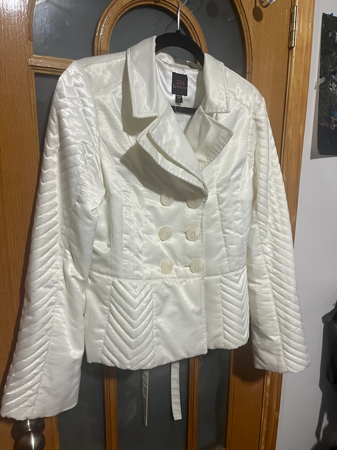 2b bebe white quilted jacket