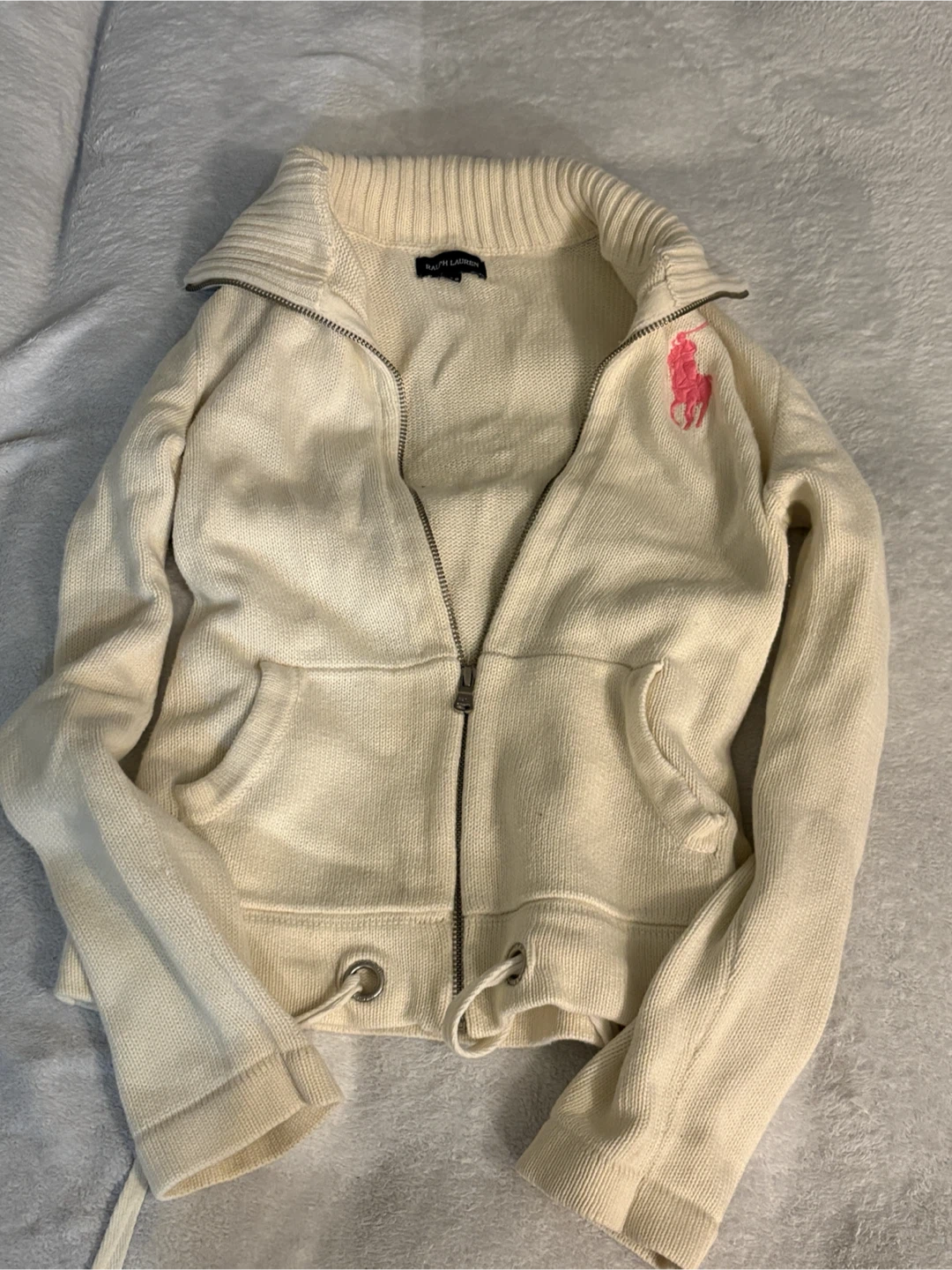 Ralph Lauren Cream Knit Zip-Up Hoodie - photo 3