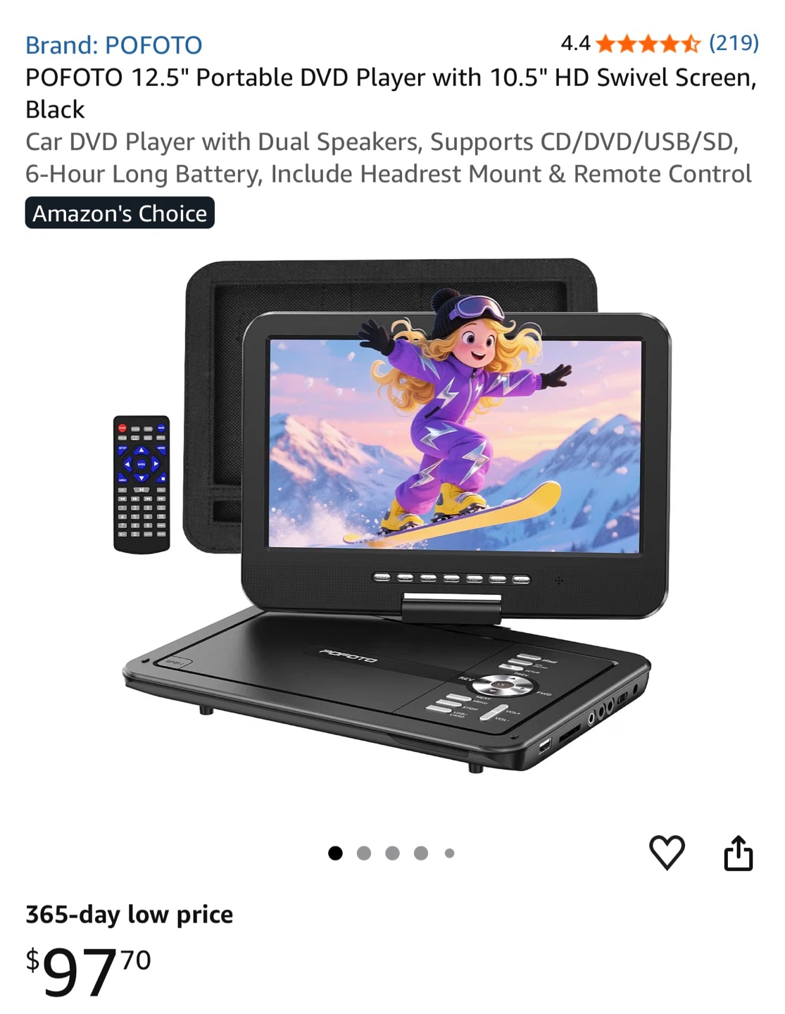 POFOTO 12.5" Portable DVD Player - photo 3
