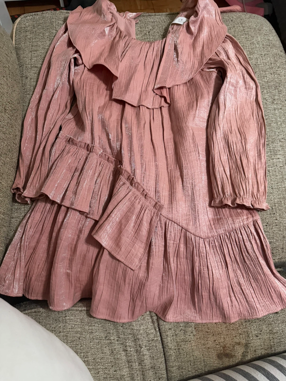 Pink Metallic Ruffle Dress
