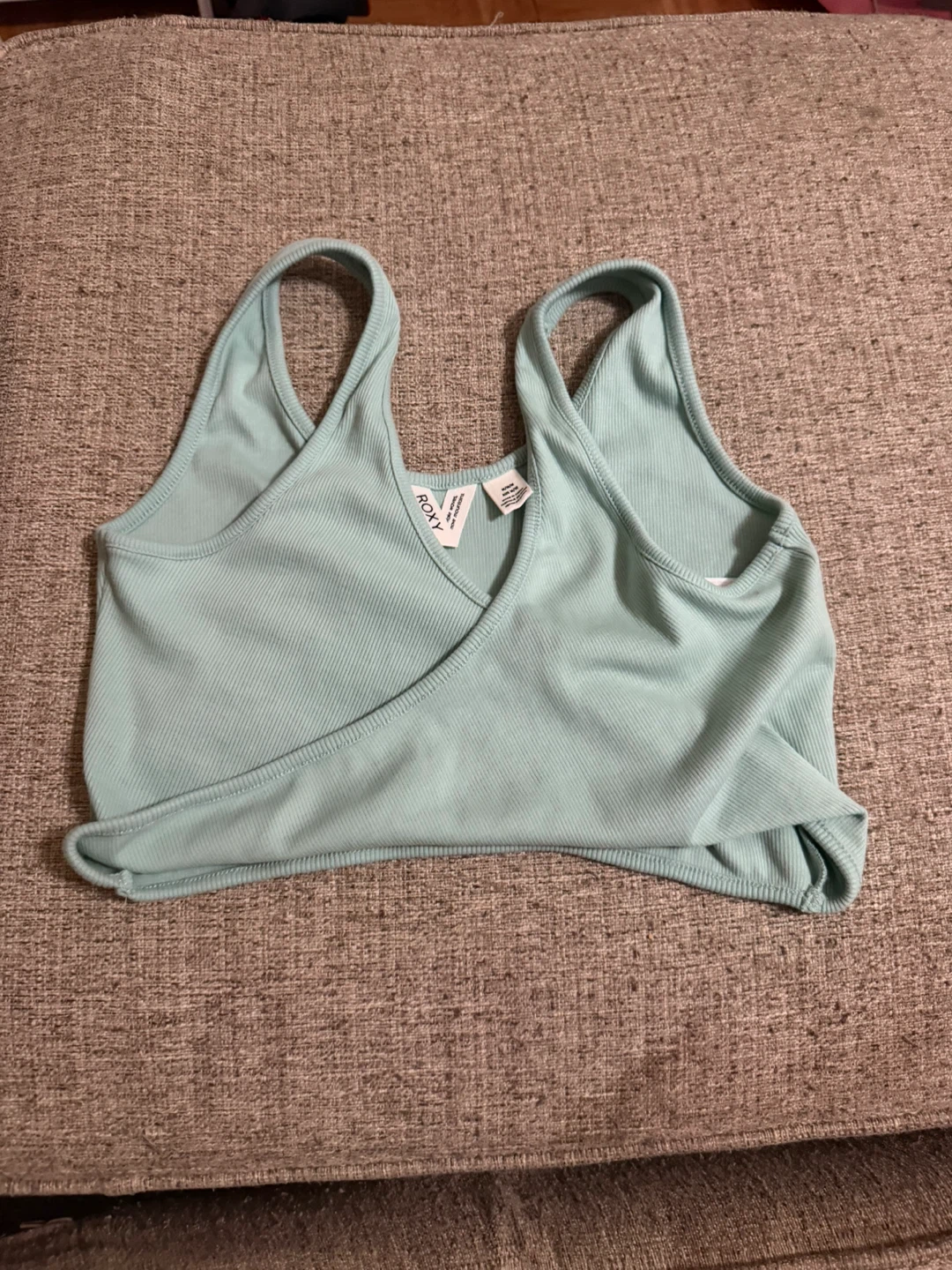 Roxy Ribbed Wrap Tank Top Light Blue