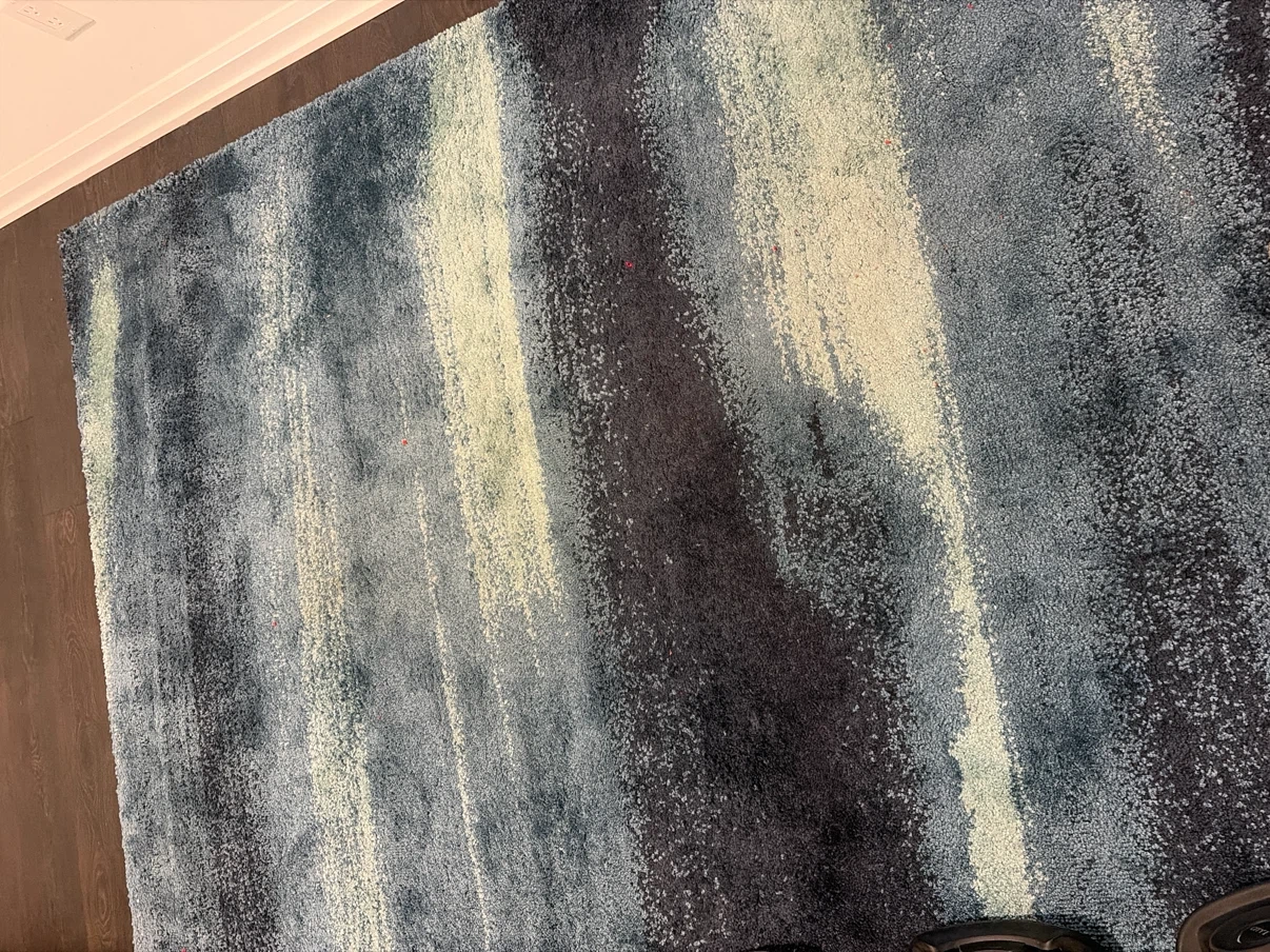 Blue and grey abstract area rug