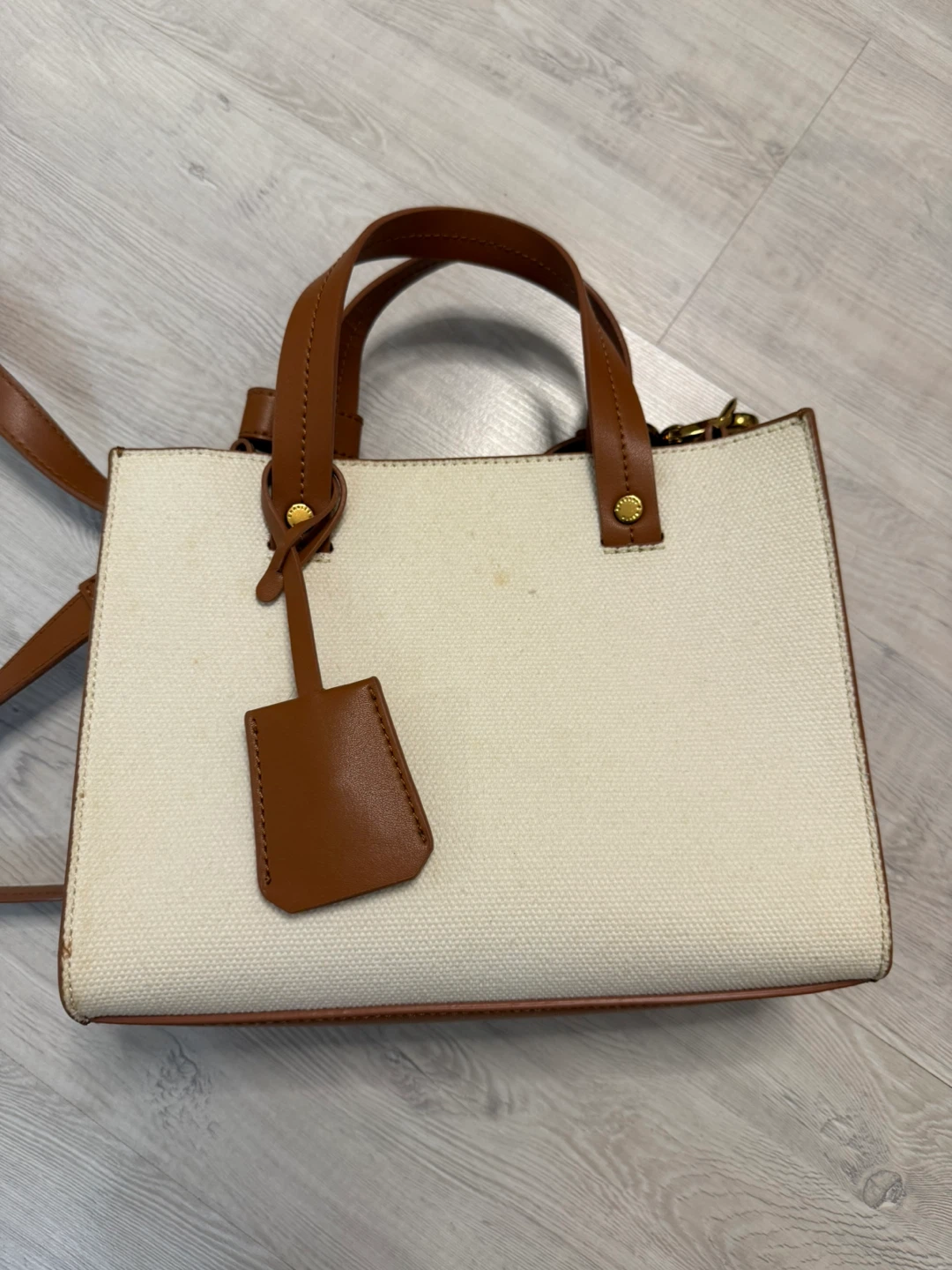 Two-Tone Canvas and Brown Leather Bag - photo 3