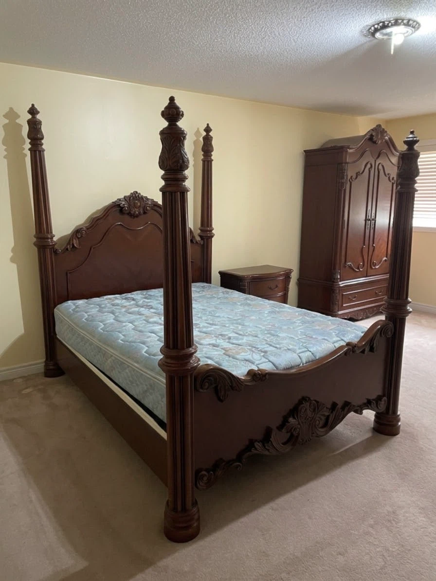 Traditional Four-Poster Queen Bed Frame