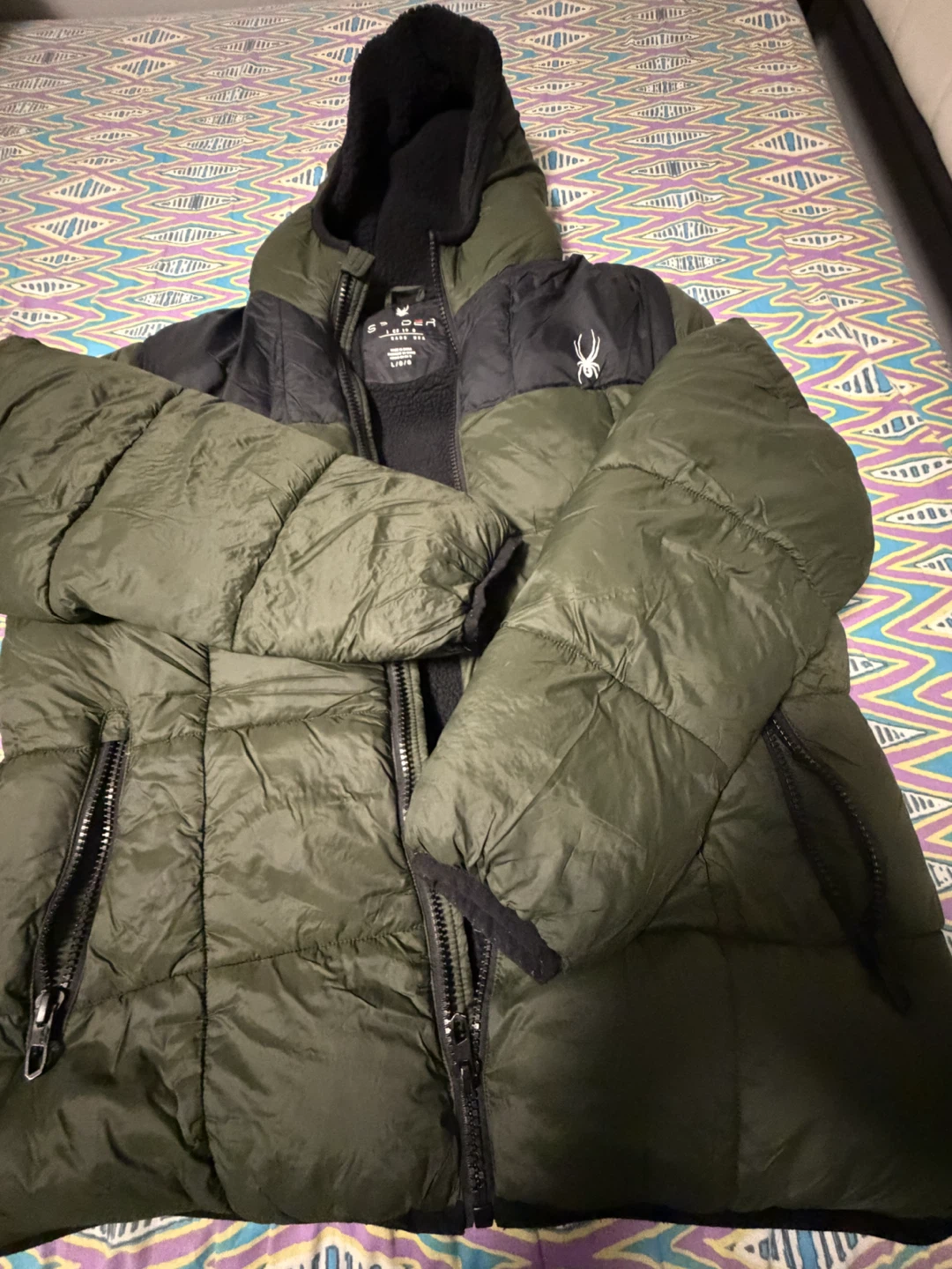 Brand New - Spyder Olive Green Hooded Puffer Jacket