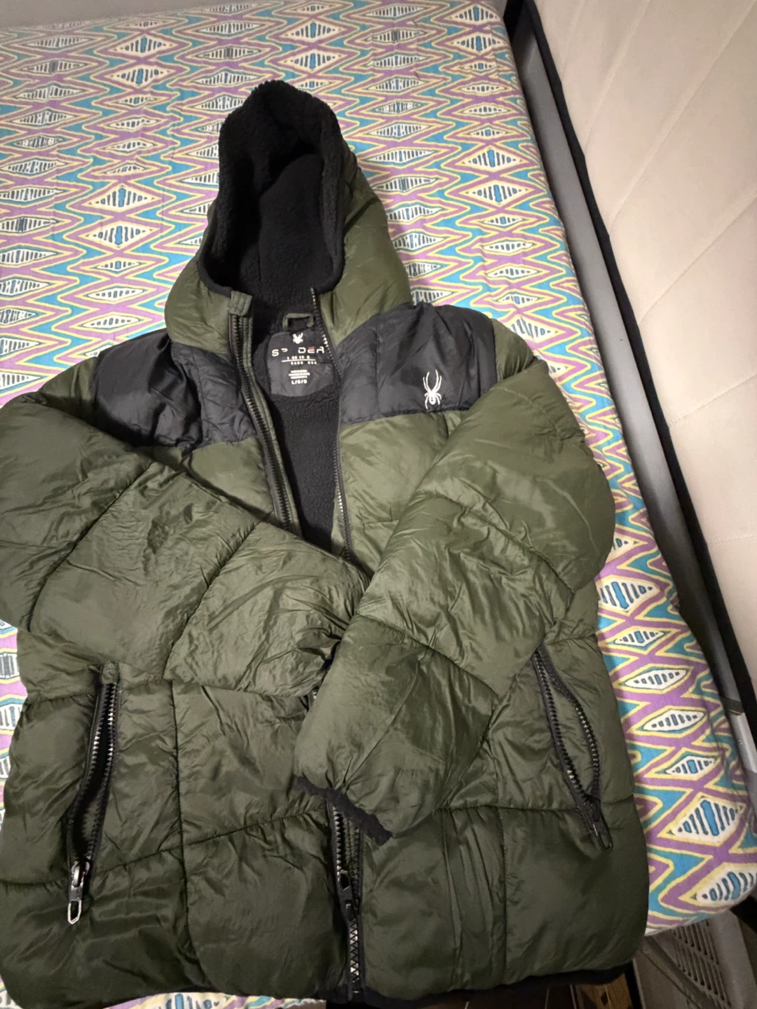 Brand New - Spyder Olive Green Hooded Puffer Jacket - photo 2