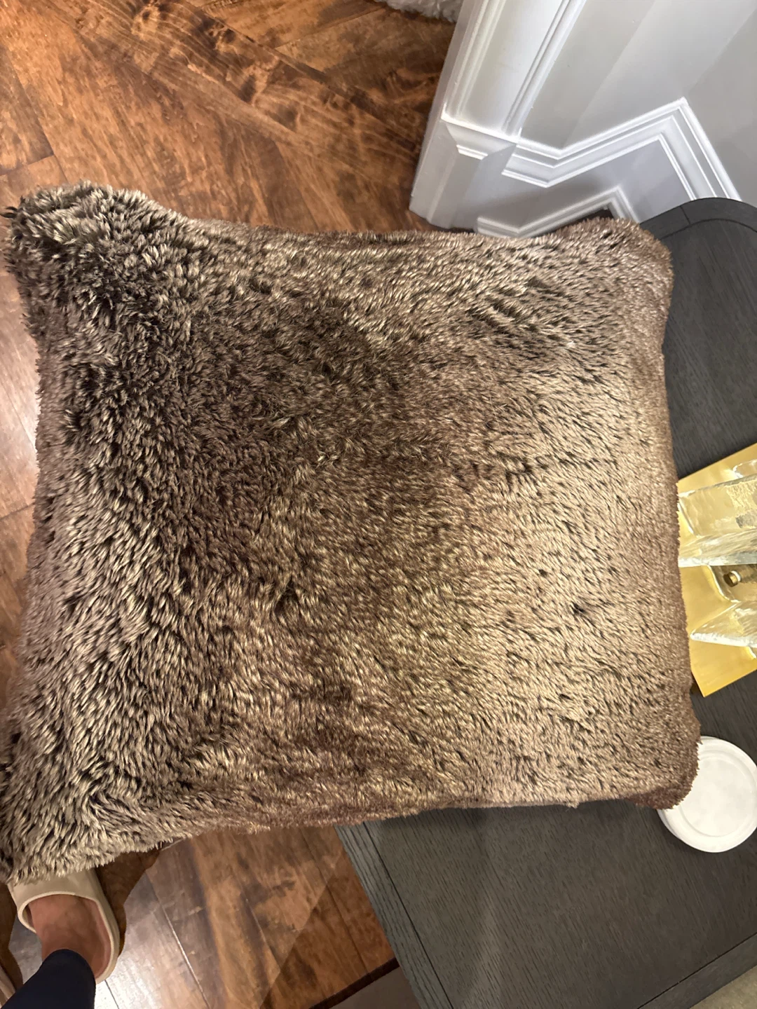 Restoration Hardware Brown Faux Fur Throw Pillow