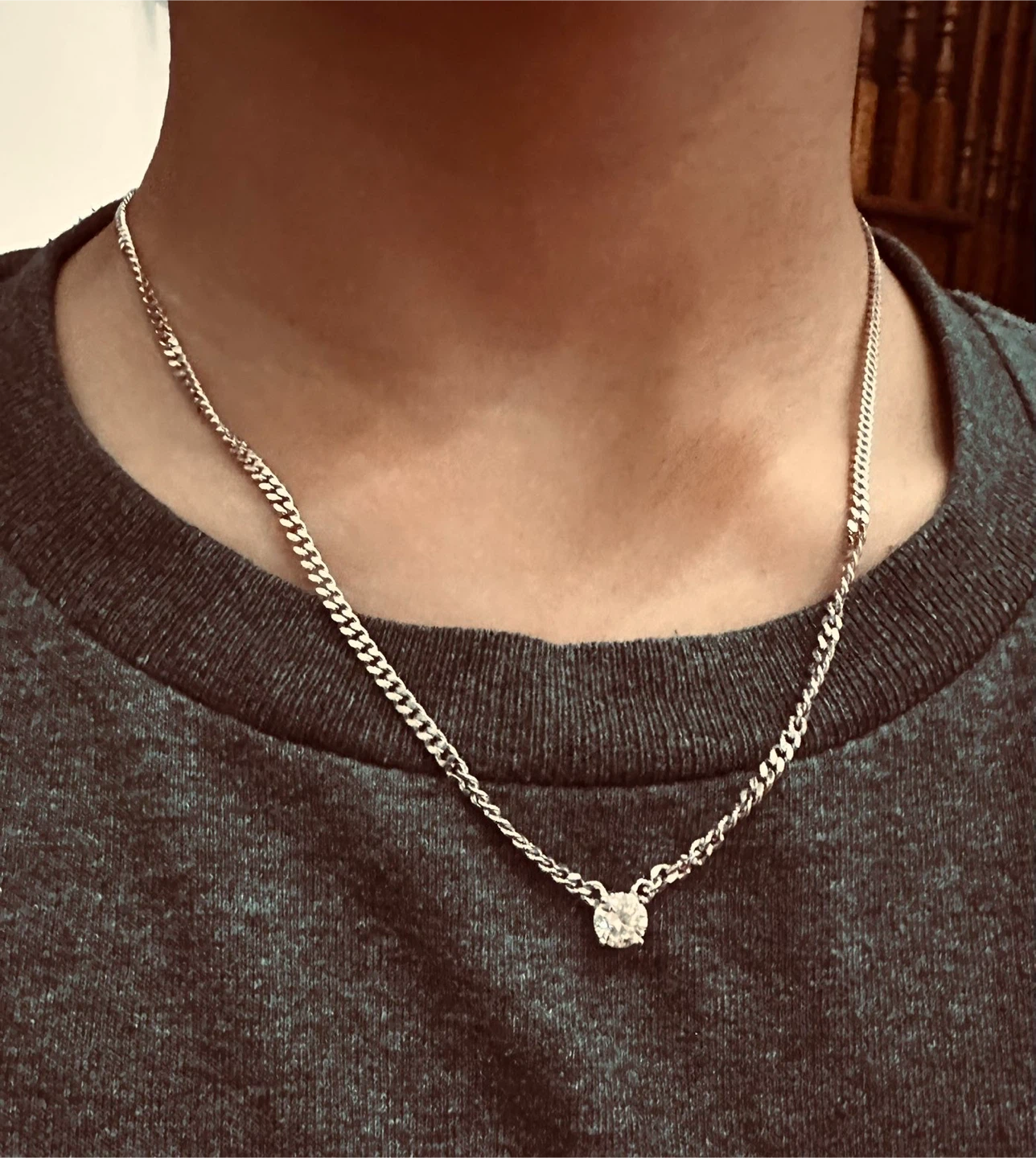 Moissanite Pendant on a Sterling Silver Chain - photo 4