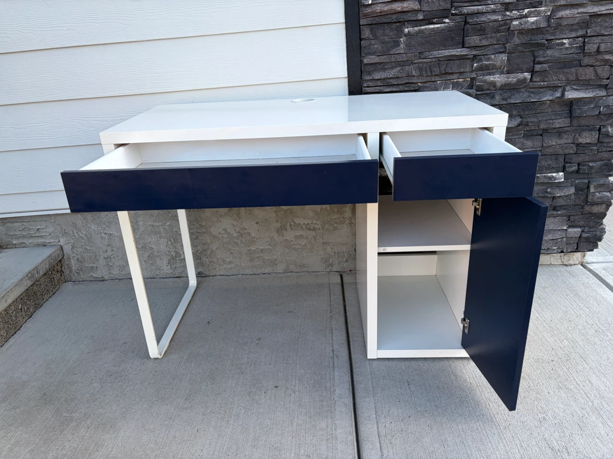 IKEA desk with blue drawers and doors - photo 2