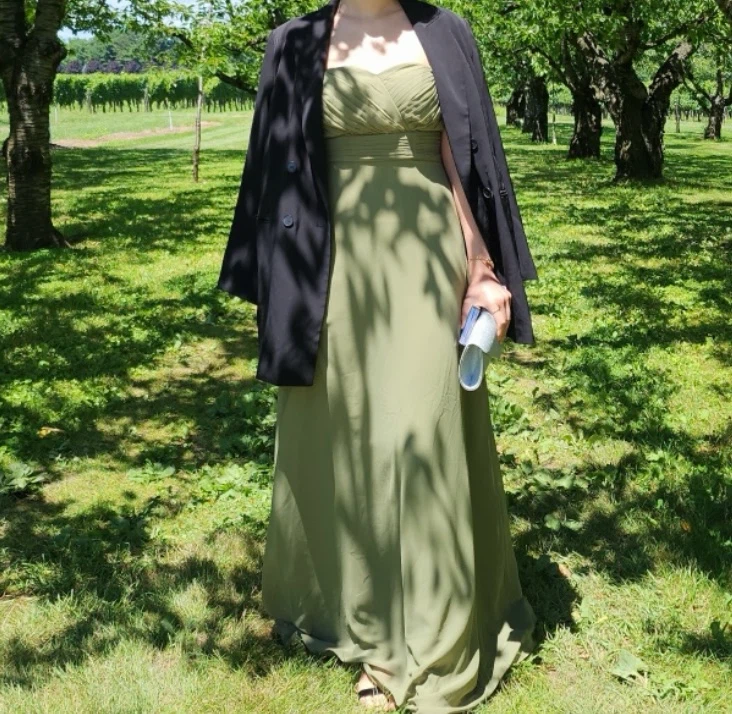 Olive Green Off-Shoulder Chiffon Maxi Dress - photo 2