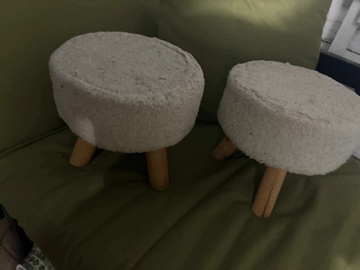 Set of Two Round Sherpa Stools