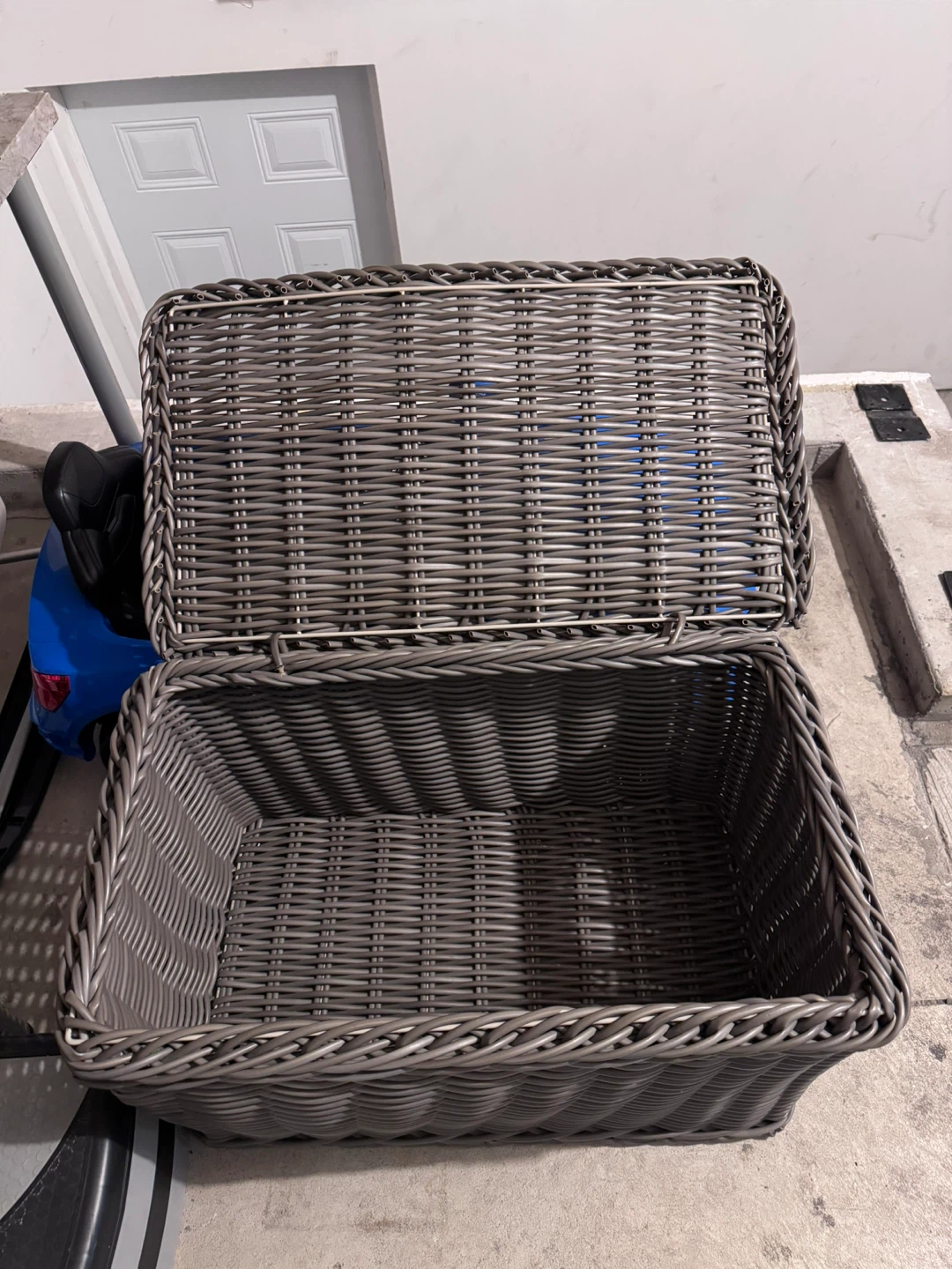 Large Wicker-Style Storage Bin with Lid