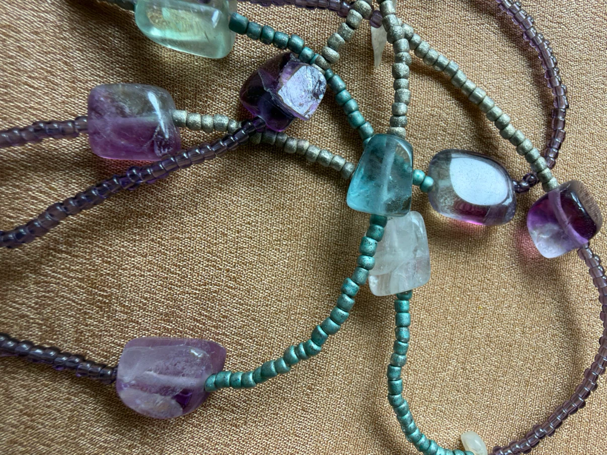 Handmade beaded fluoride gemstone necklace