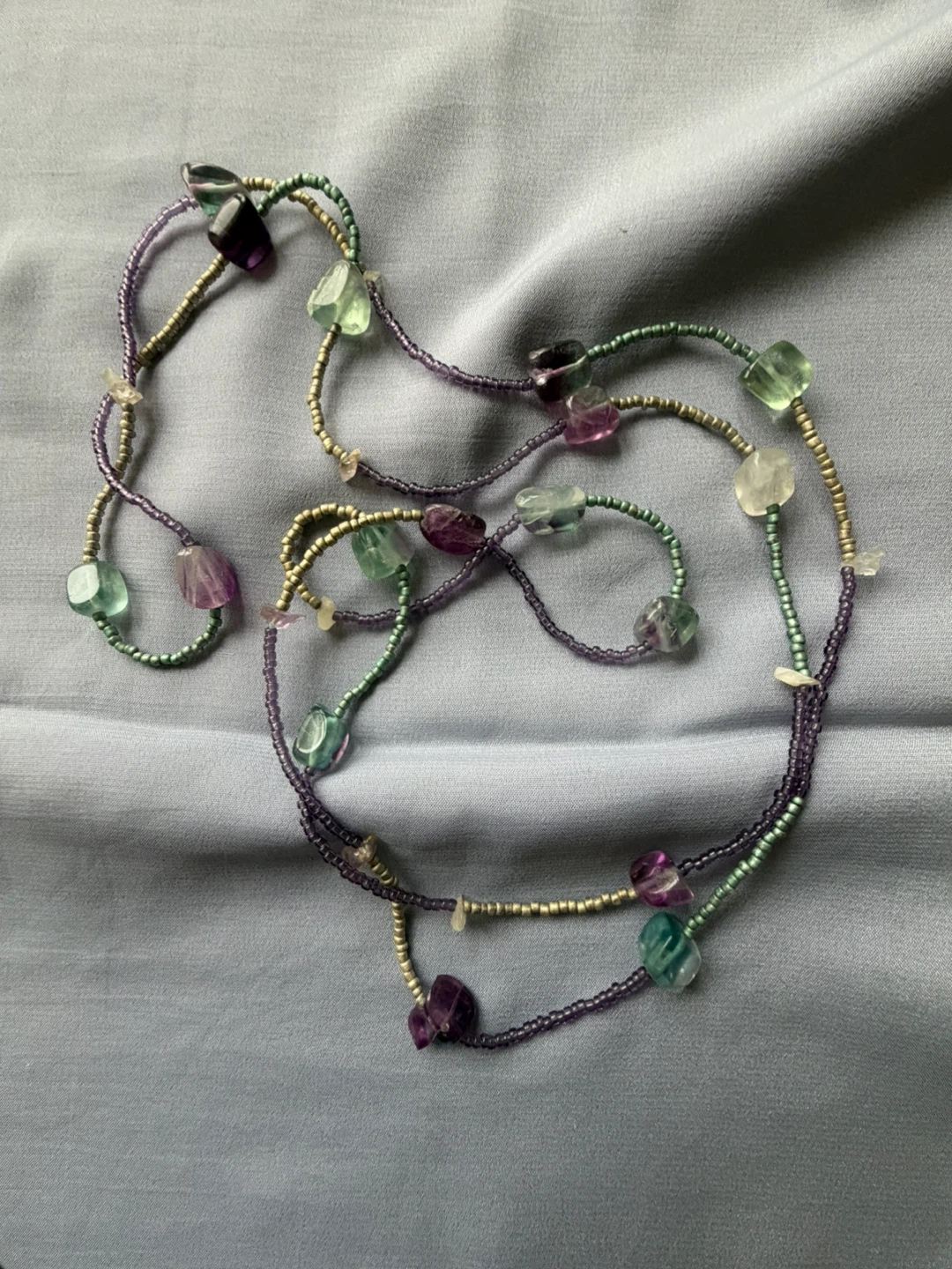 Handmade beaded fluoride gemstone necklace - photo 2