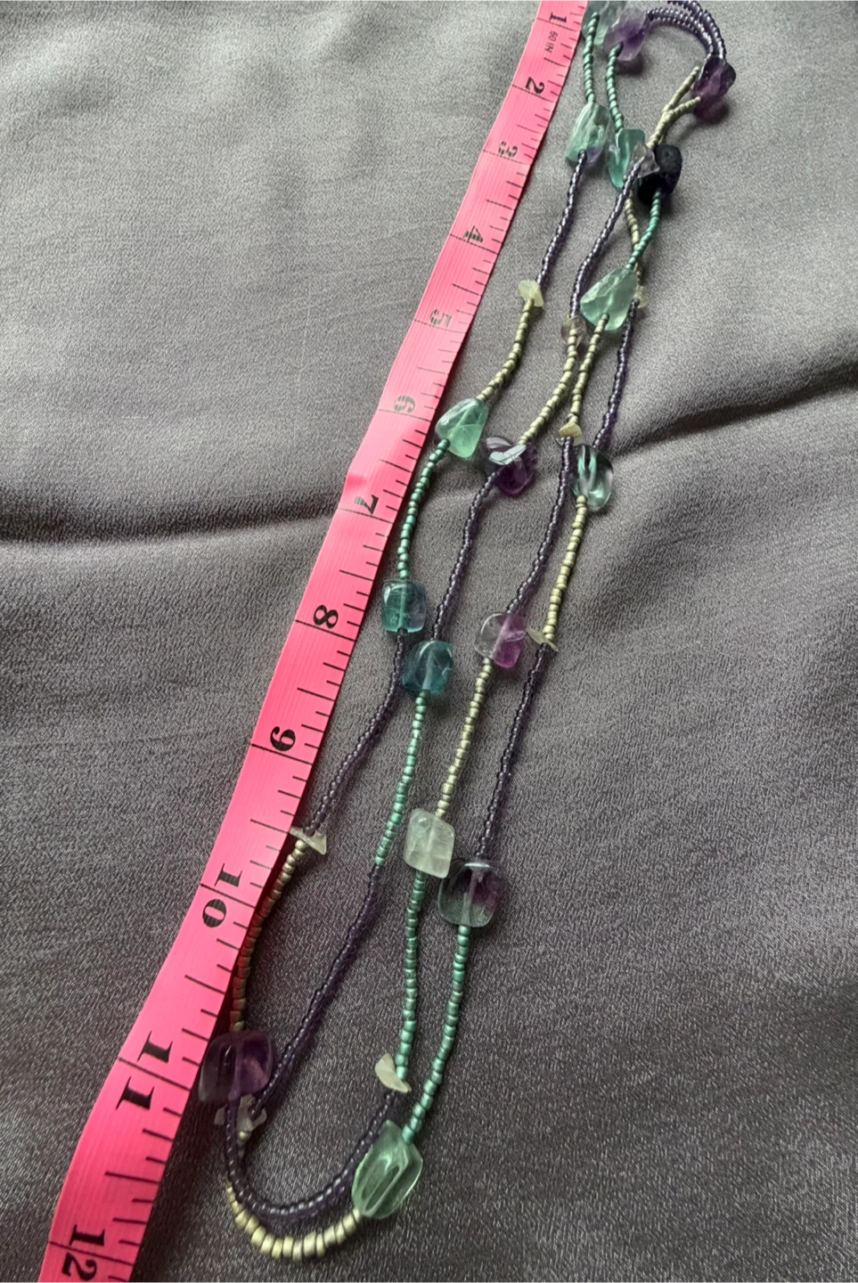Handmade beaded fluoride gemstone necklace - photo 3