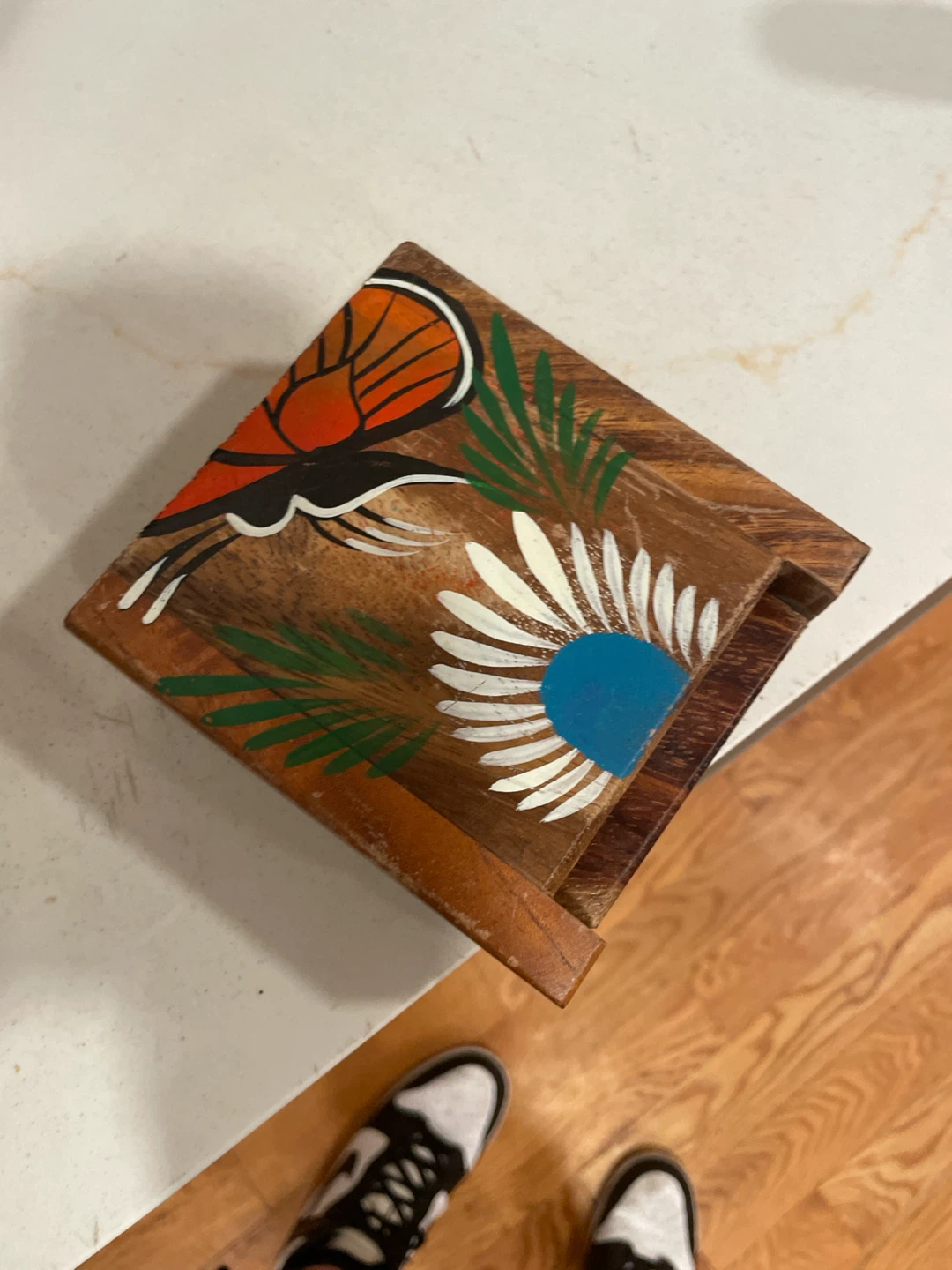 Hand-Painted Wooden Wine Bottle Box