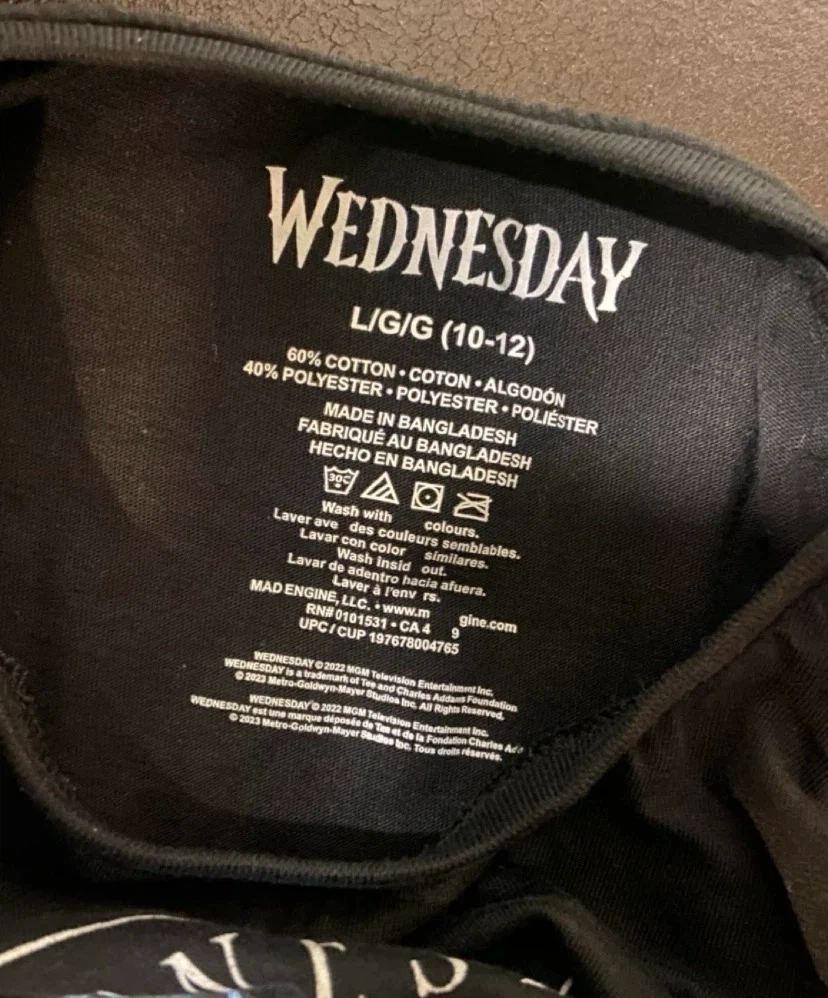Wednesday Addams Long Sleeved Graphic Shirt L/G (10-12) - photo 5